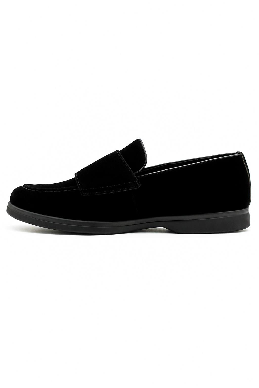 Men's Black Faux Suede Double Monk Strap Loafers