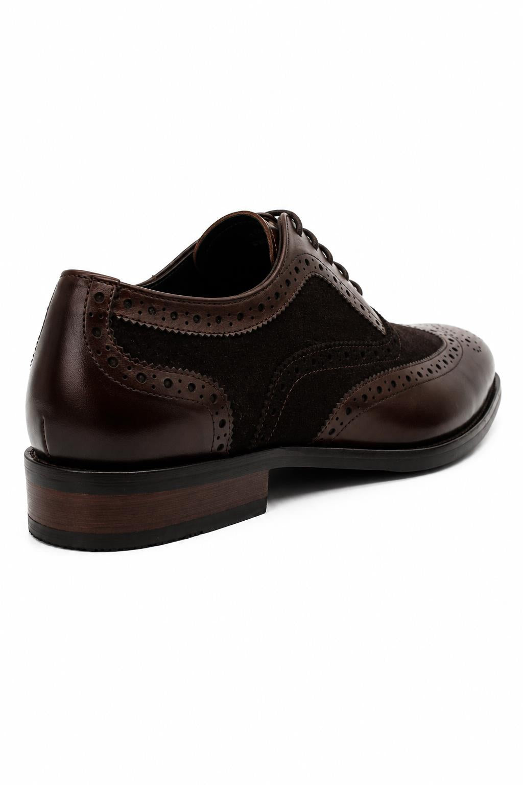 Lawson Men's Handmade Leather & Suede Wingtip Brogue Shoes – Brown