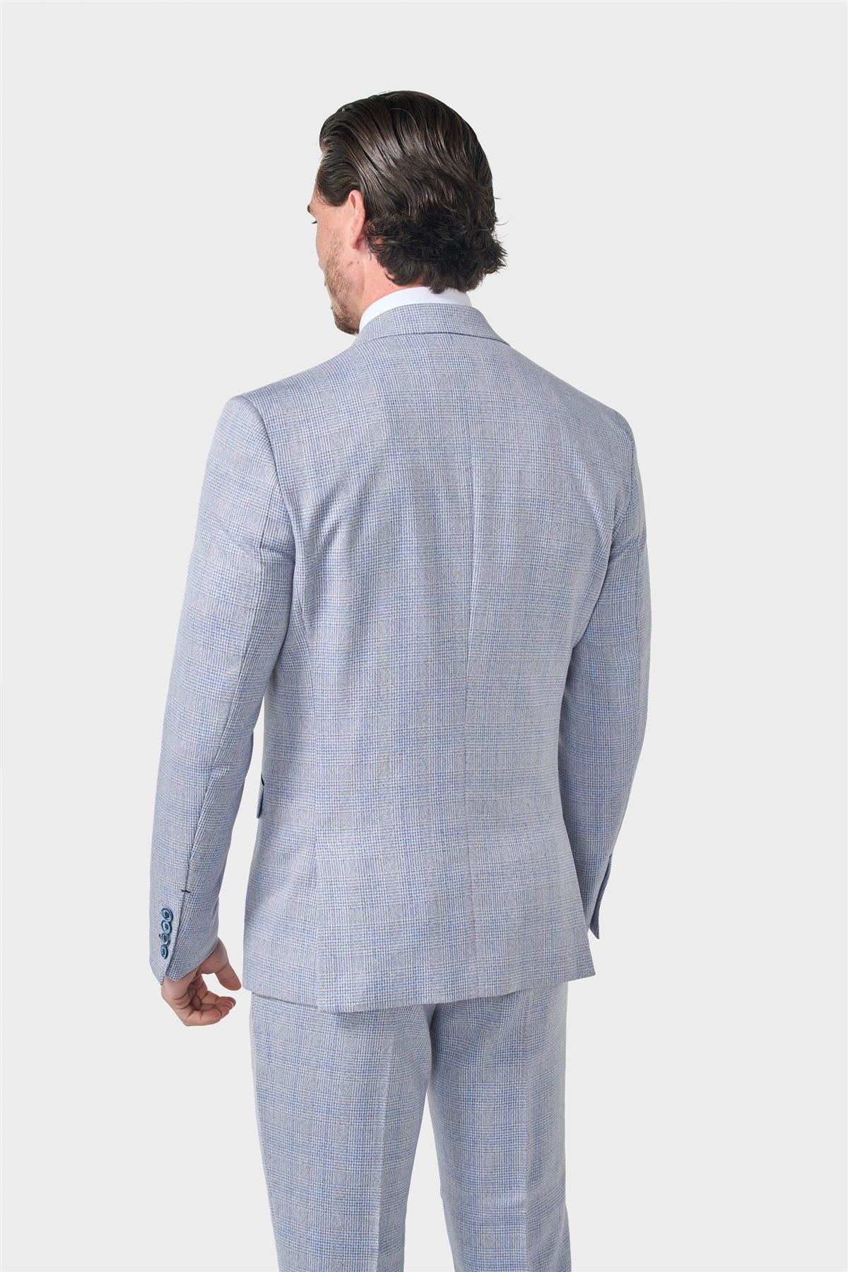 MENS CARIDI SKY BLUE TAILORED FIT THREE PIECE SUIT
