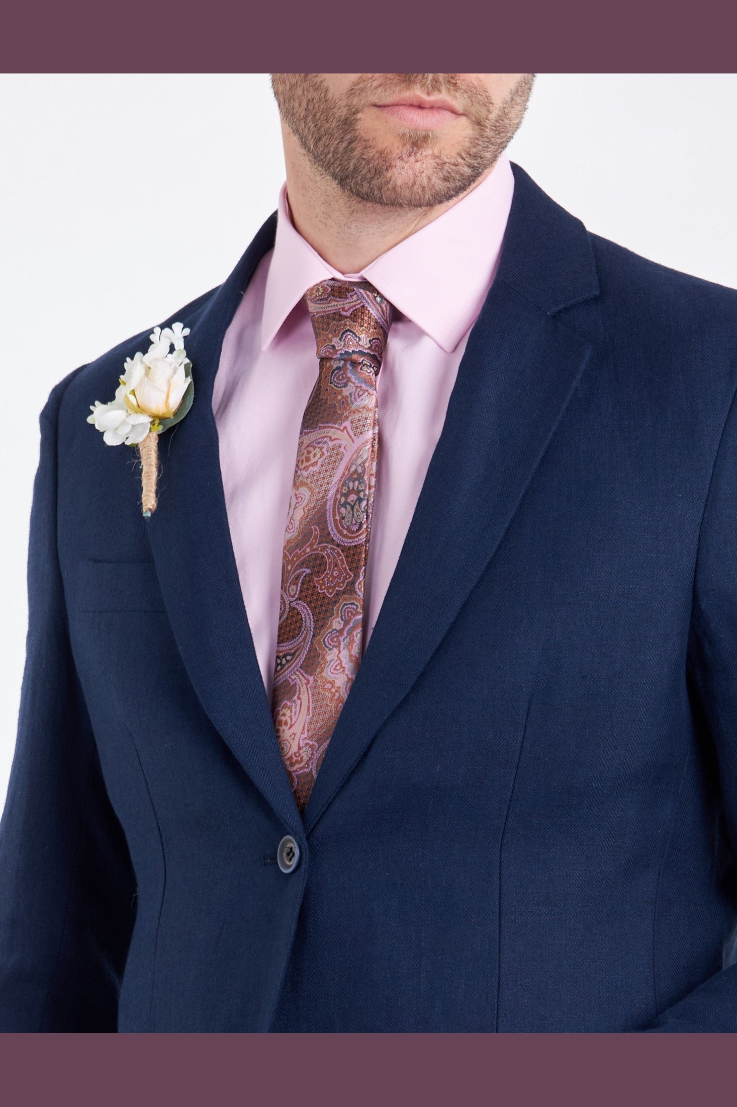 RAY – Herringbone Linen Suit in Tailored Fit