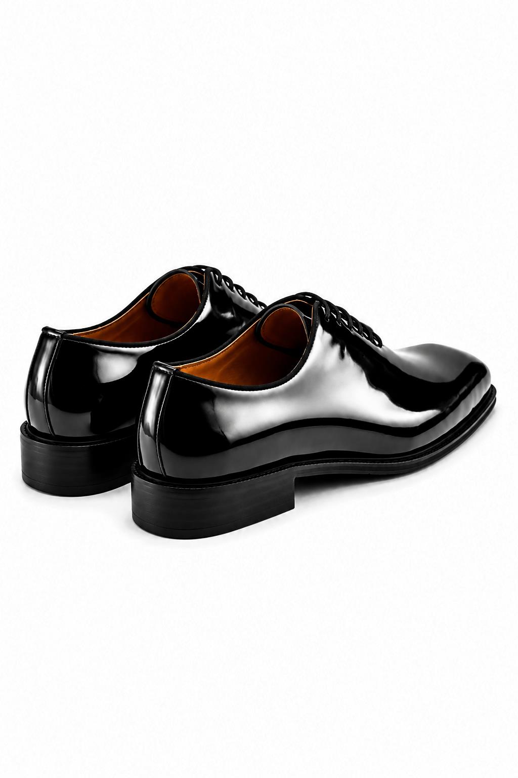 MIRO 1 Men’s Black Hi-Shine Patent Leather Wholecut Oxford Shoes
