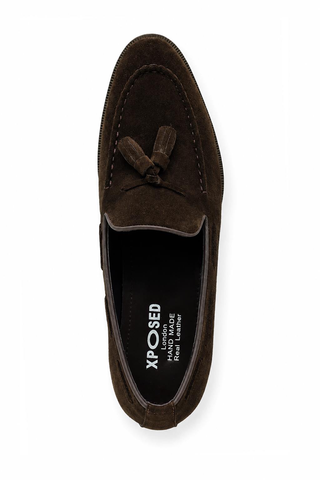 PABLO Men’s Brown Real Suede Leather Tassel Loafers