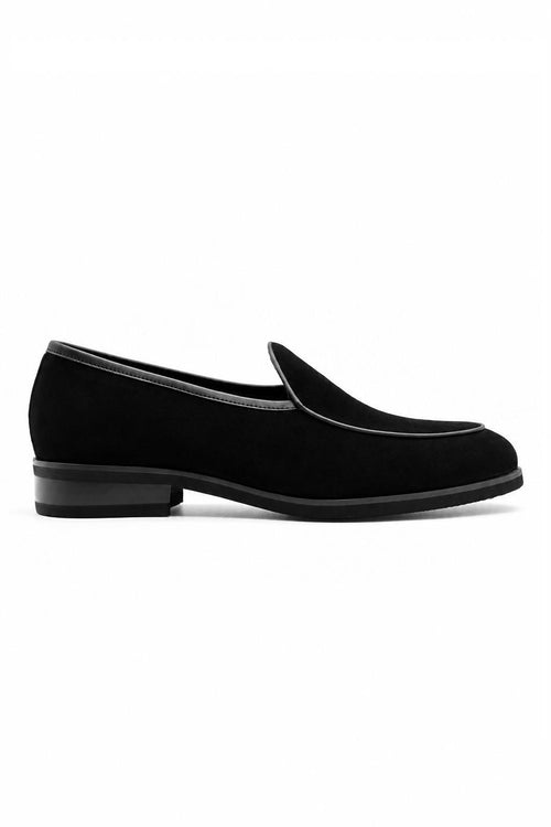 Men's Black Suede Leather Dress Loafers