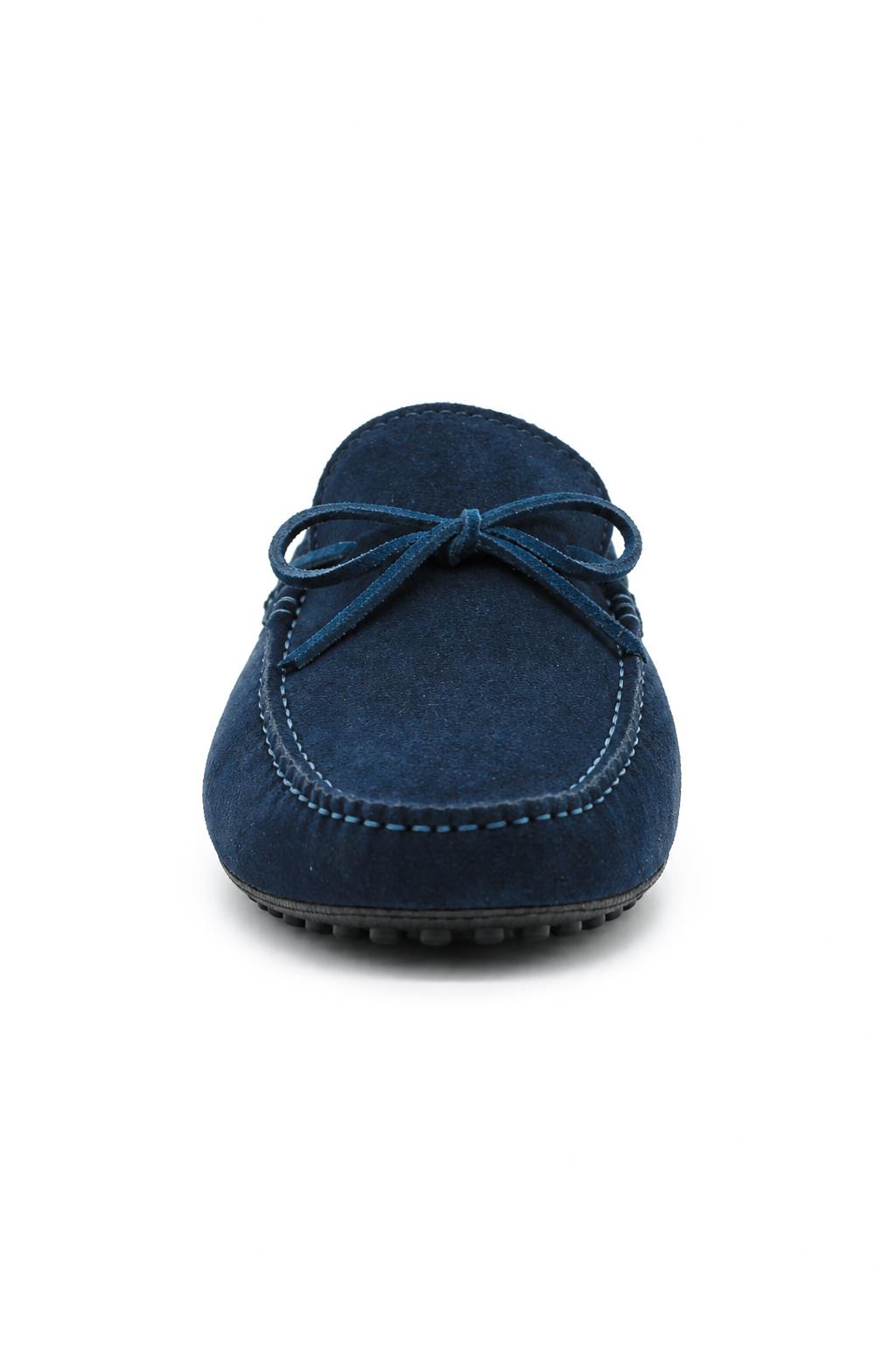 MAT Men's Real Suede Pebble Sole Loafers - Blue Driving Shoes