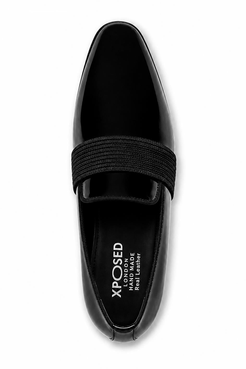 MIRO 3 Men’s Black Hi-Shine Patent Leather Slip-On Tuxedo Loafers
