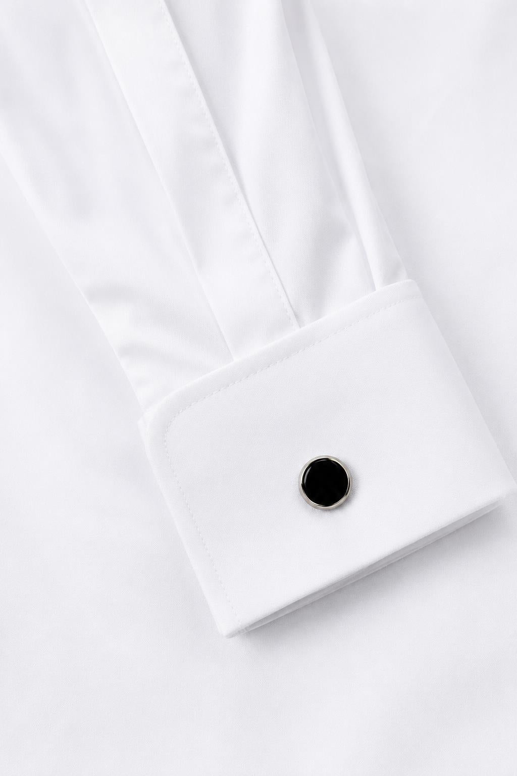 WHITE TUXEDO WING COLLAR SHIRT