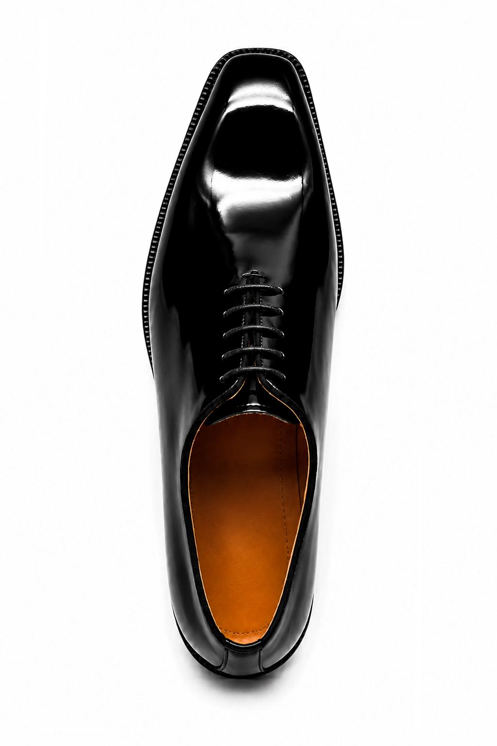 MIRO 1 Men’s Black Hi-Shine Patent Leather Wholecut Oxford Shoes
