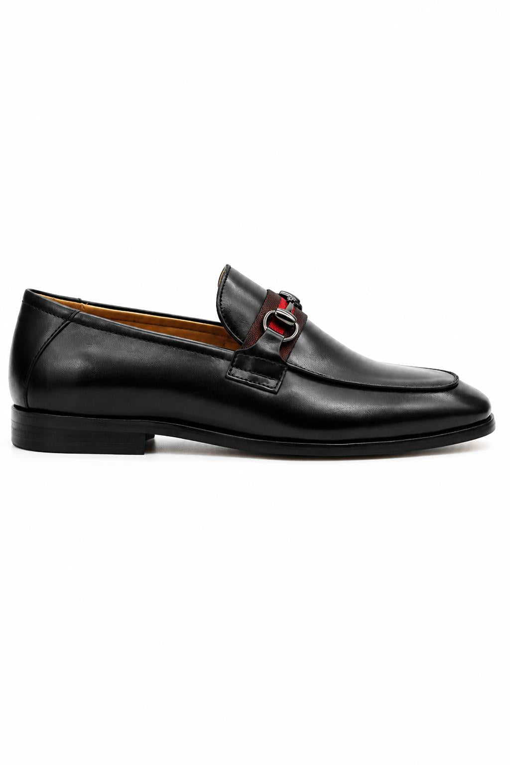 Black Leather Loafers with Snaffle Bit Buckle