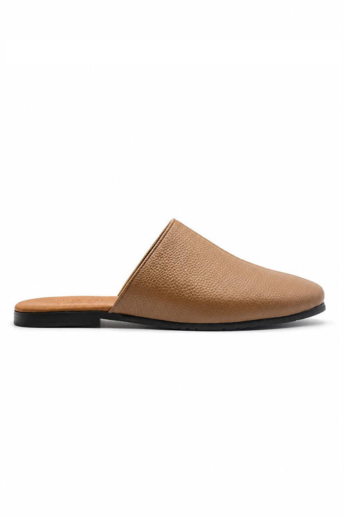 Nico Men’s Tan Soft Grain Leather Mule Half Shoes
