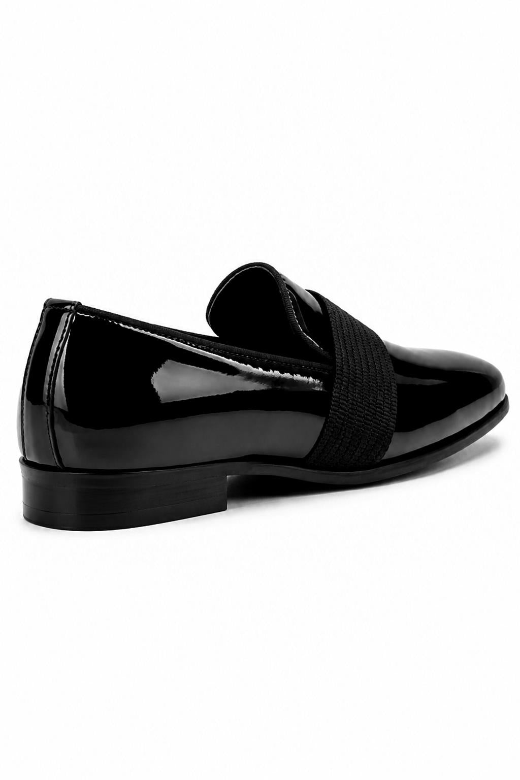 MIRO 3 Men’s Black Hi-Shine Patent Leather Slip-On Tuxedo Loafers