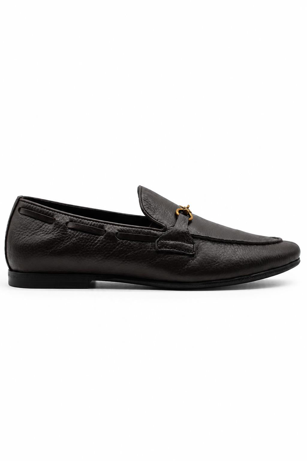 FAZIO Men’s Brown Soft Grain Genuine Leather Snaffle Bit Loafers