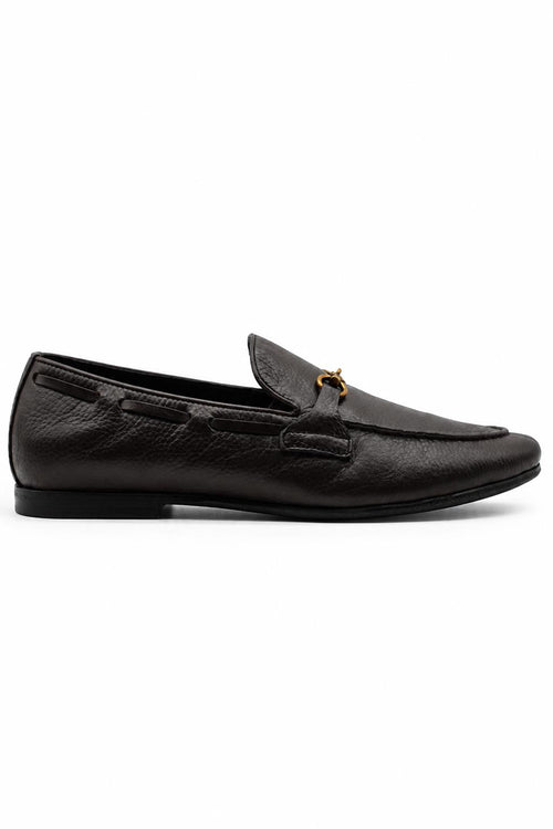 FAZIO Men’s Brown Soft Grain Genuine Leather Snaffle Bit Loafers