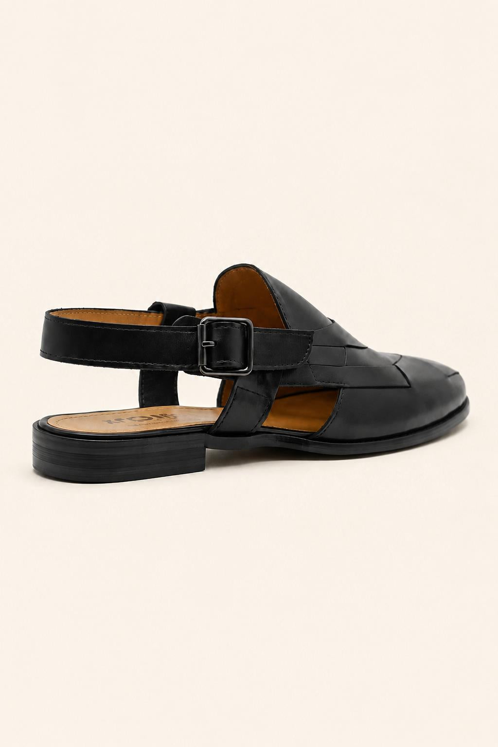 Men's Black Handmade Real Leather Woven Sandals