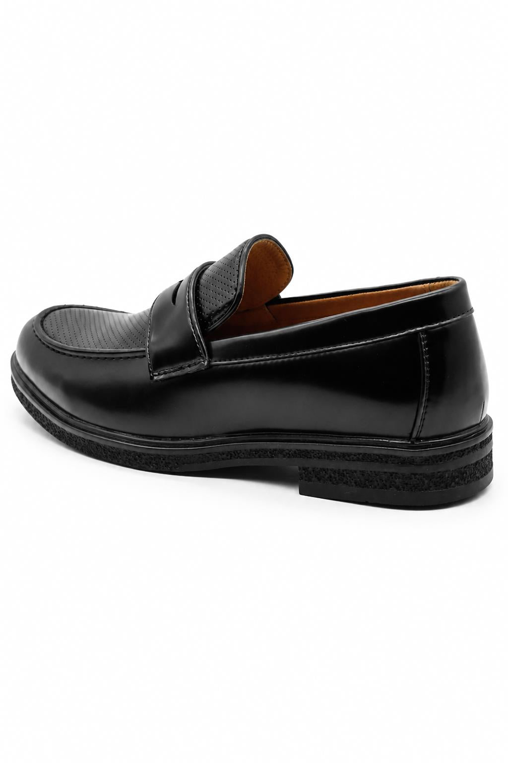 Men’s Black Patent Pin-Dot Penny Loafers