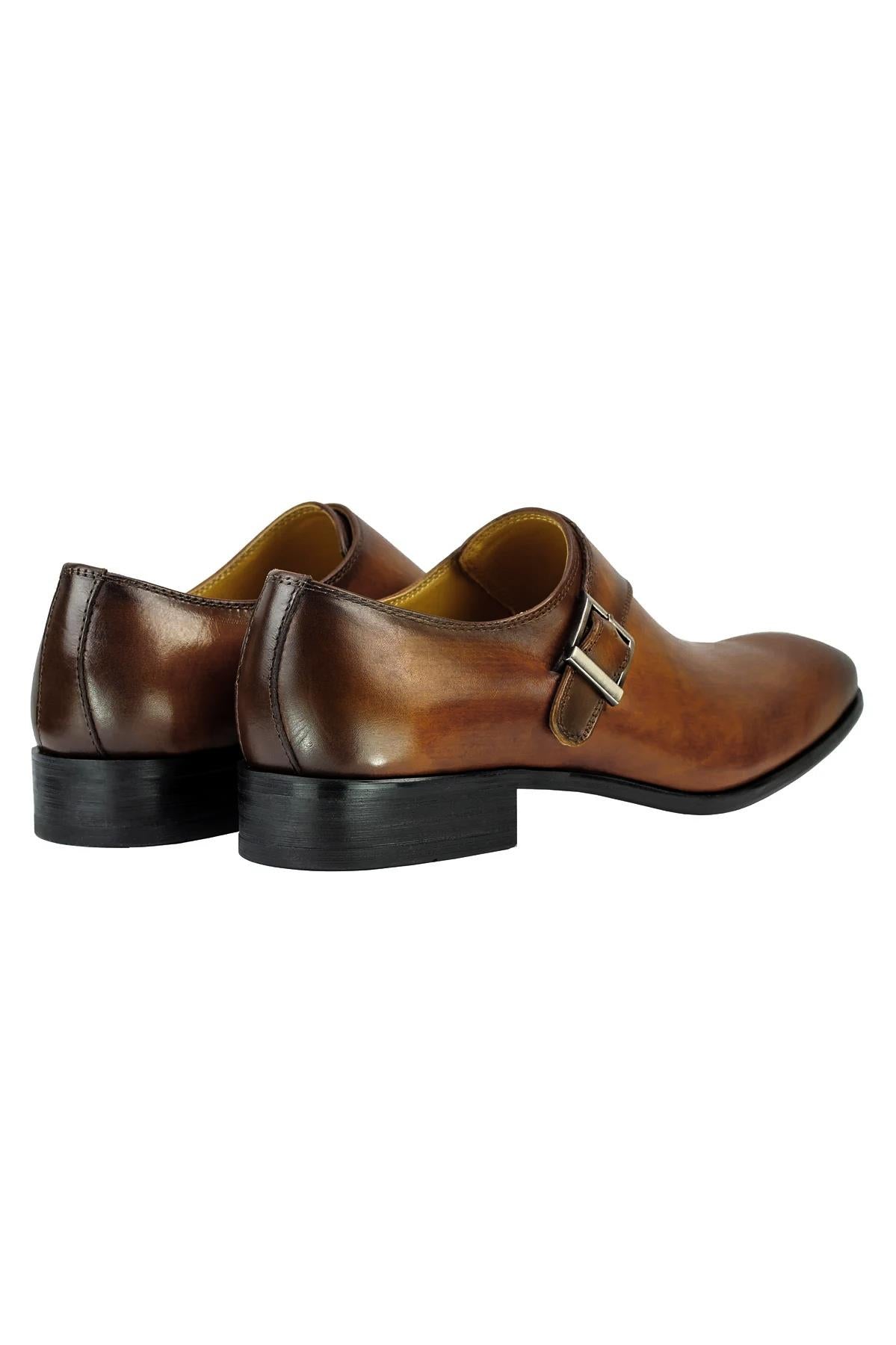 Real Leather Buckle Strap Slip Loafers