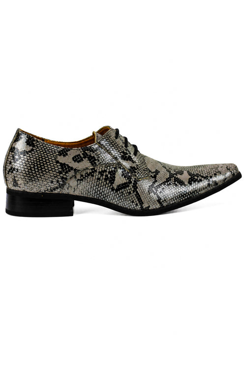 SHINY PATENT FAUX LEATHER SHOES IN GREY