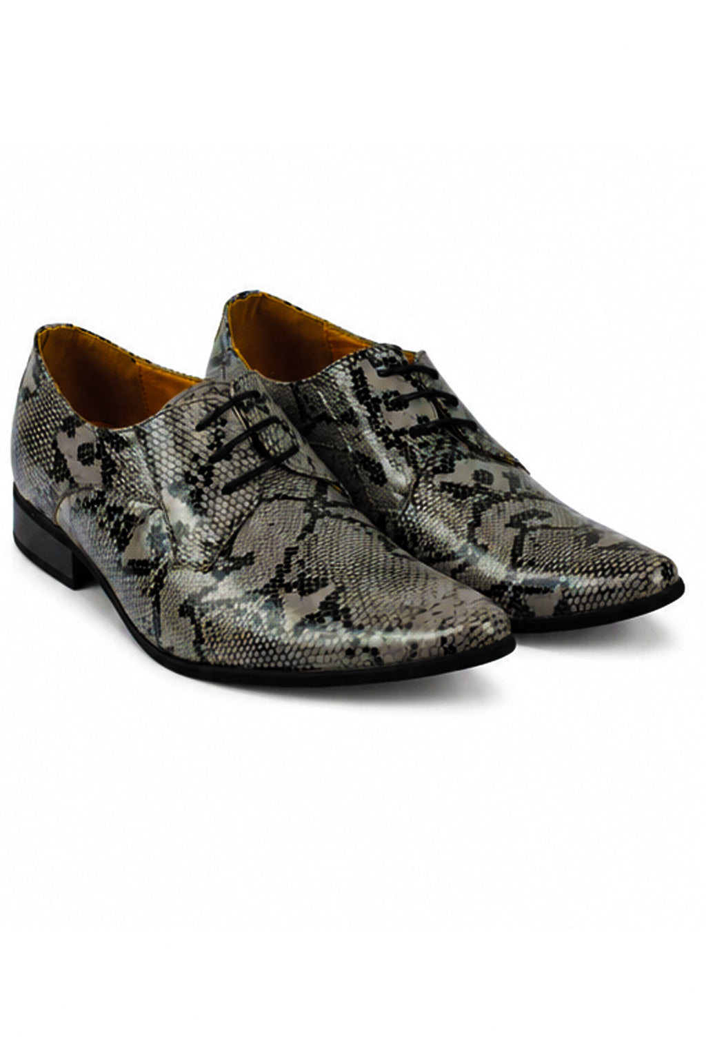 SHINY PATENT FAUX LEATHER SHOES IN GREY