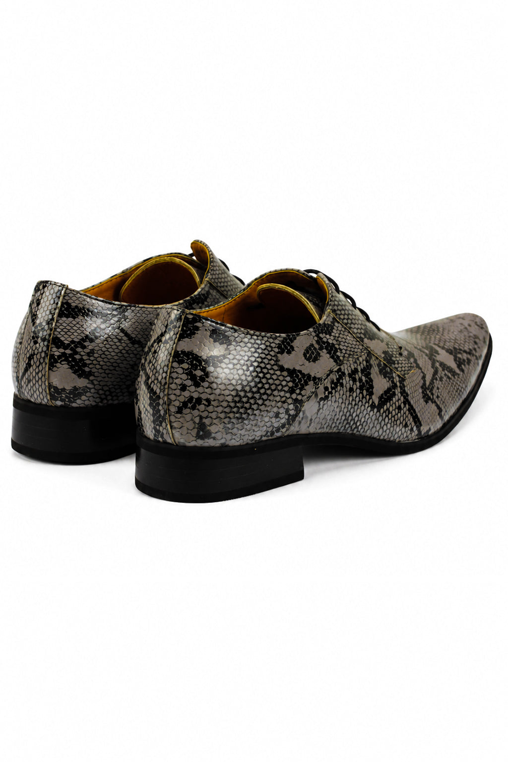 SHINY PATENT FAUX LEATHER SHOES IN GREY