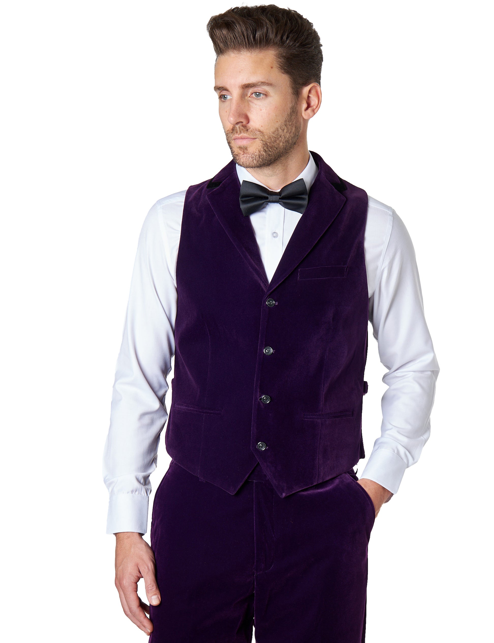 RICKY Purple Velvet Collar Waistcoat