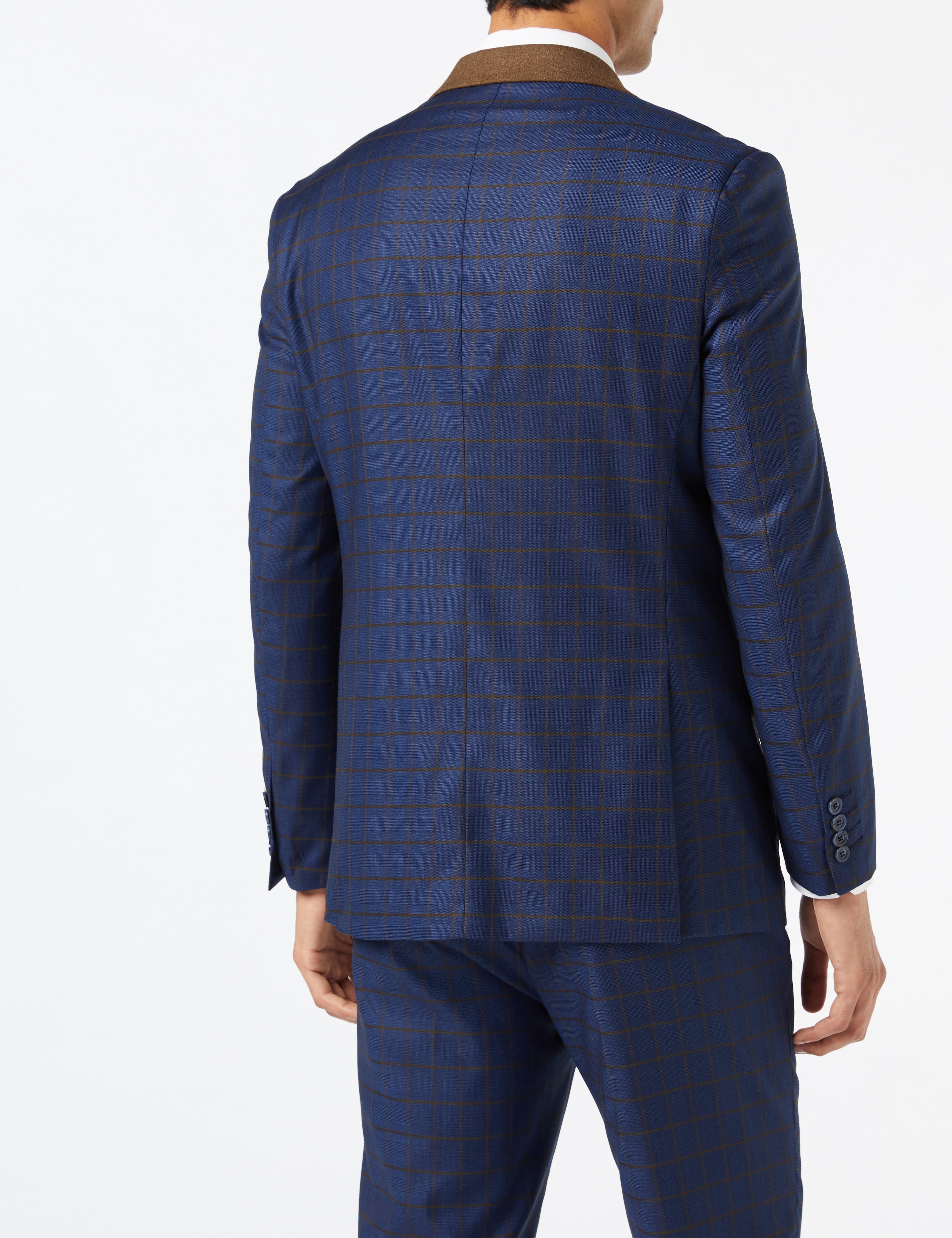 FALCO BLUE GRID CHECK JACKET AND WAISTCOAT