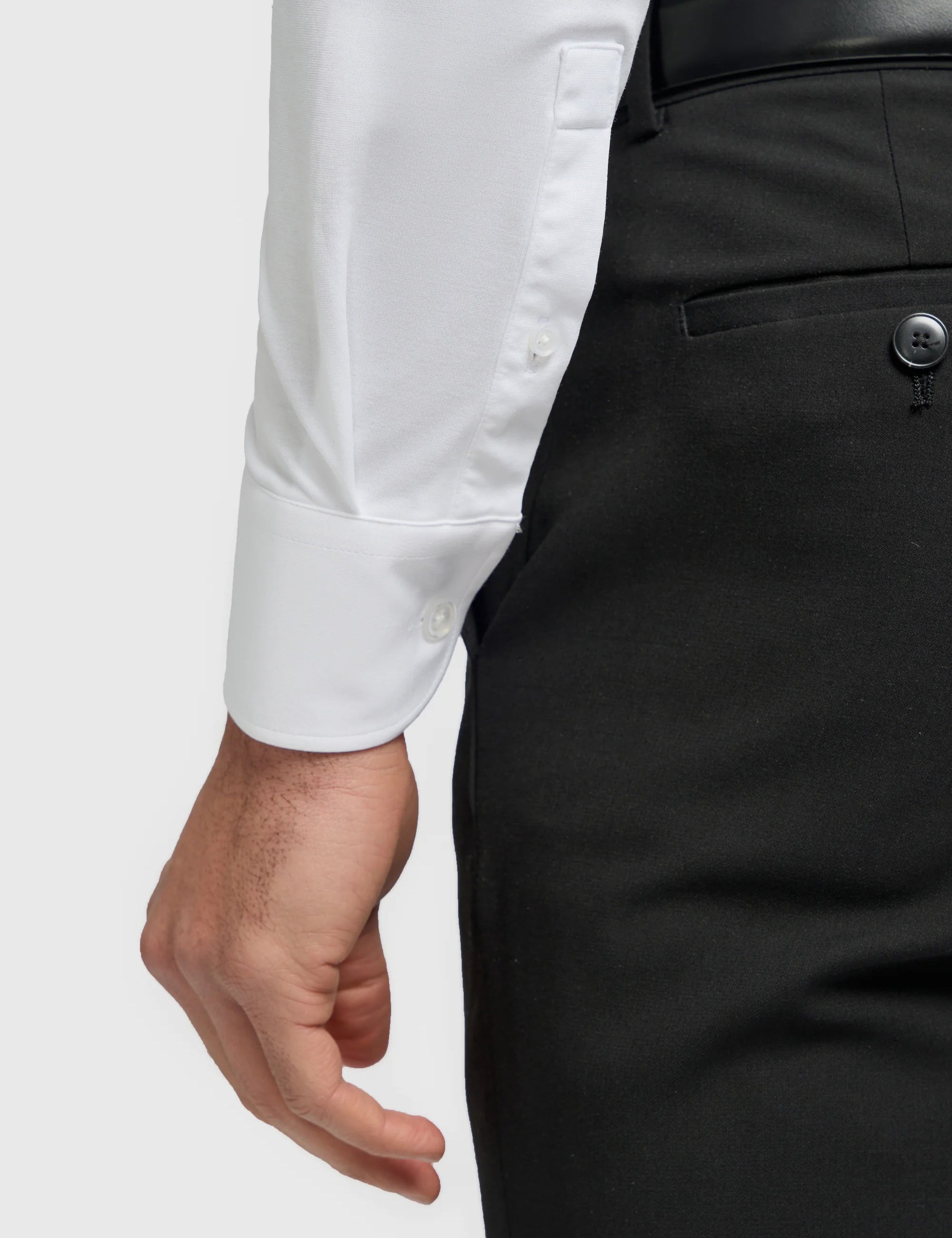 Cavani – White Cotton Blend Stretch Slim Fit Shirt