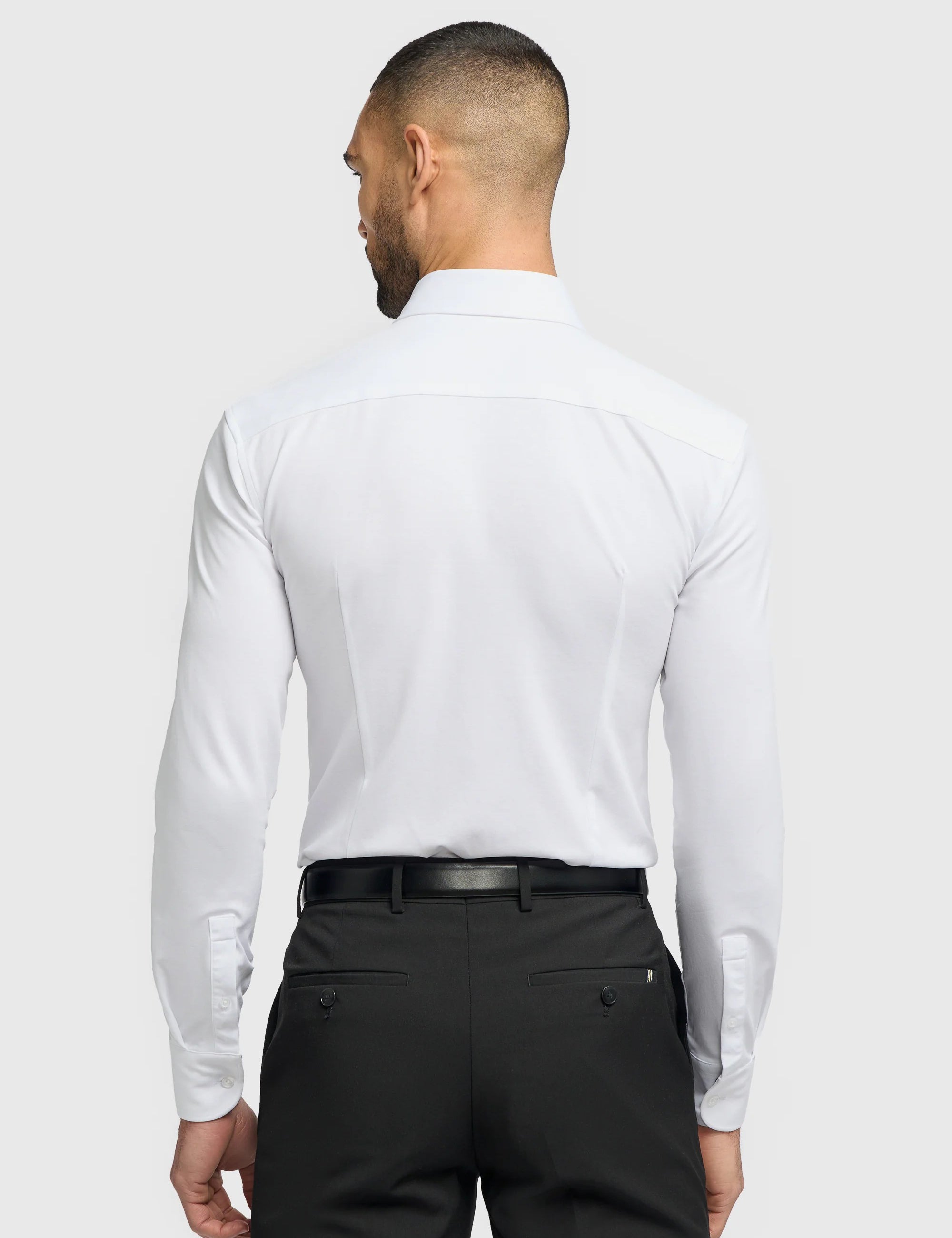 Cavani – White Cotton Blend Stretch Slim Fit Shirt