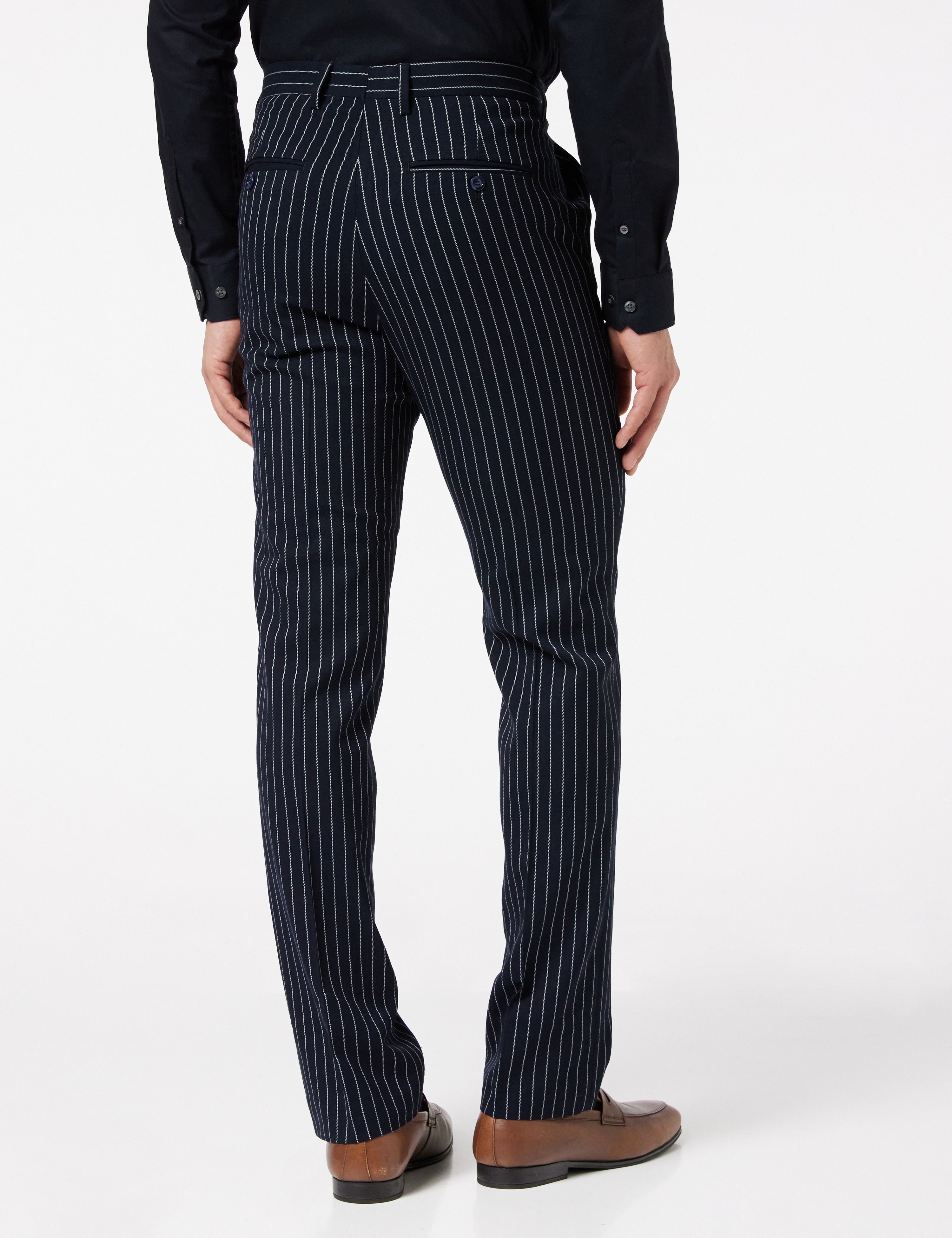 ALFRED  - NAVY PINSTRIPE TROUSER