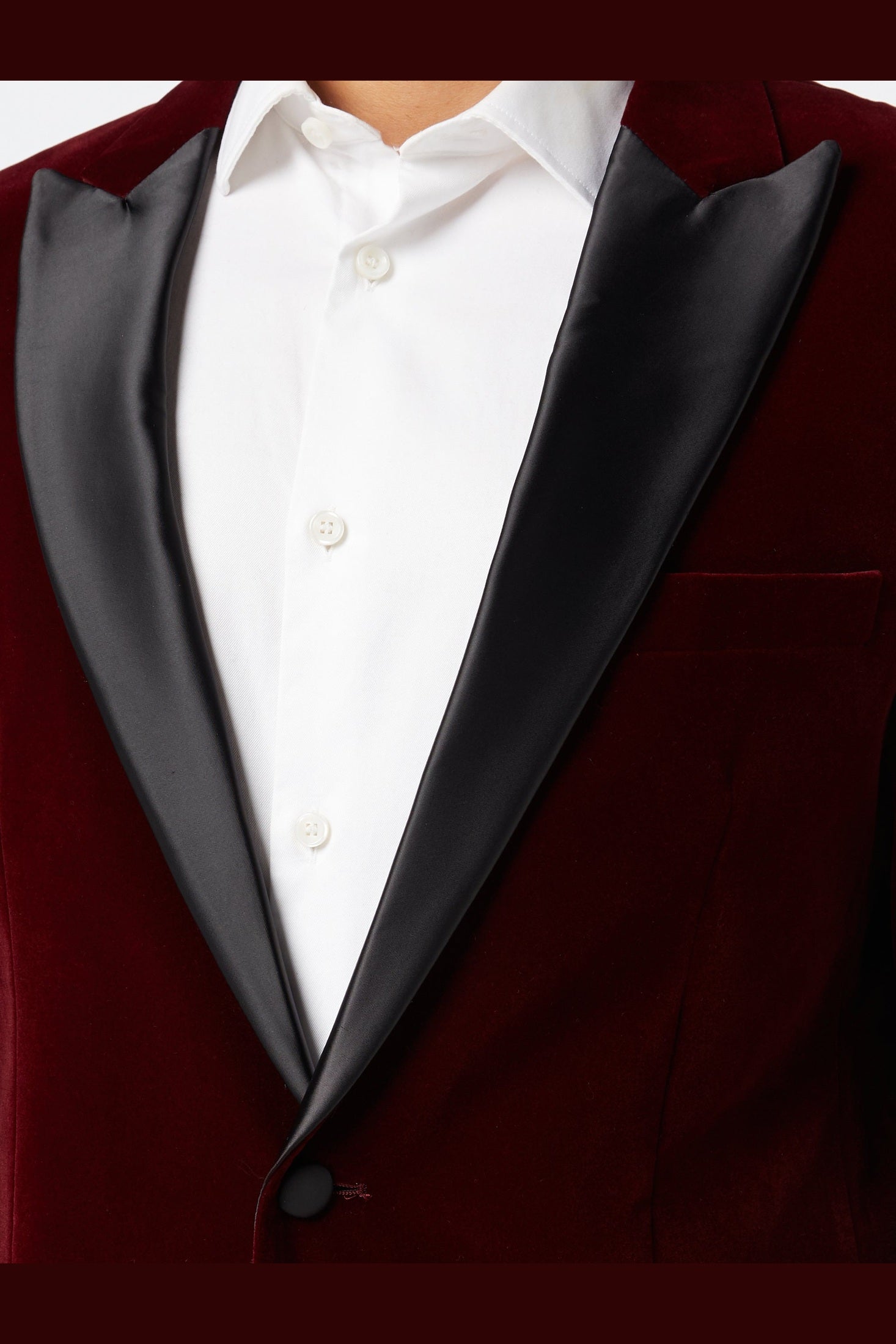DINNER SAM - Burgundy Soft Velvet Tuxedo Jacket