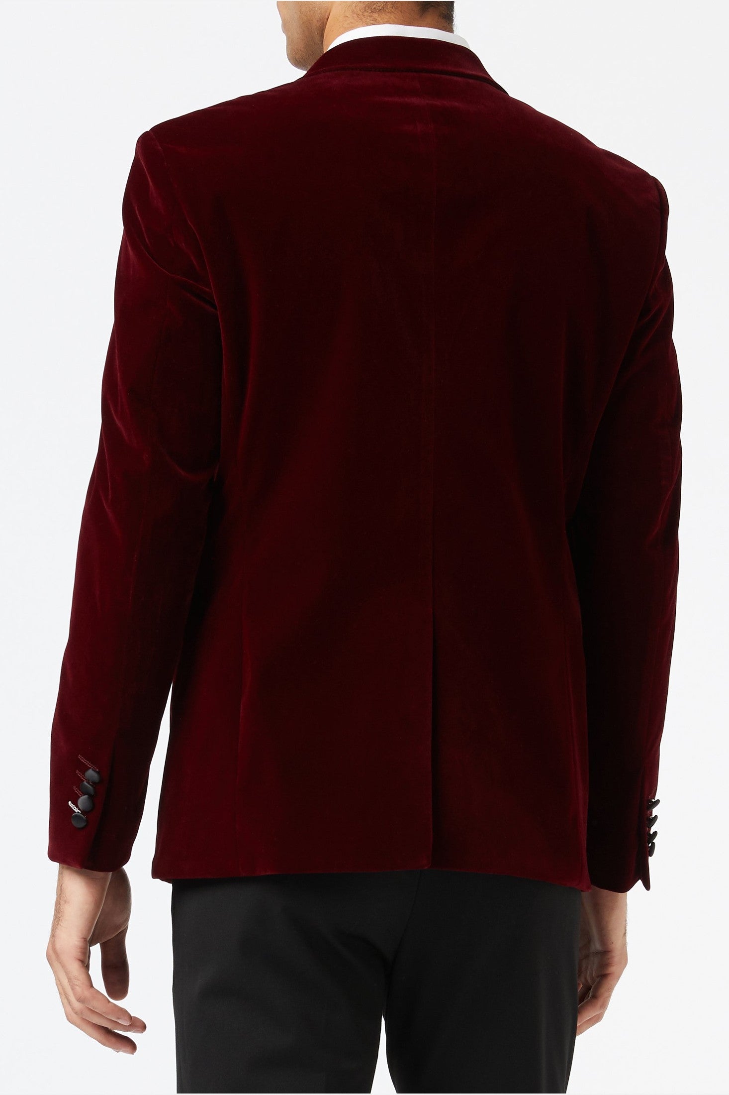 DINNER SAM - Burgundy Soft Velvet Tuxedo Jacket