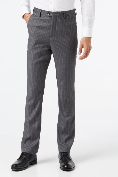WHITE PIN STRIPE GREY SUIT TROUSER