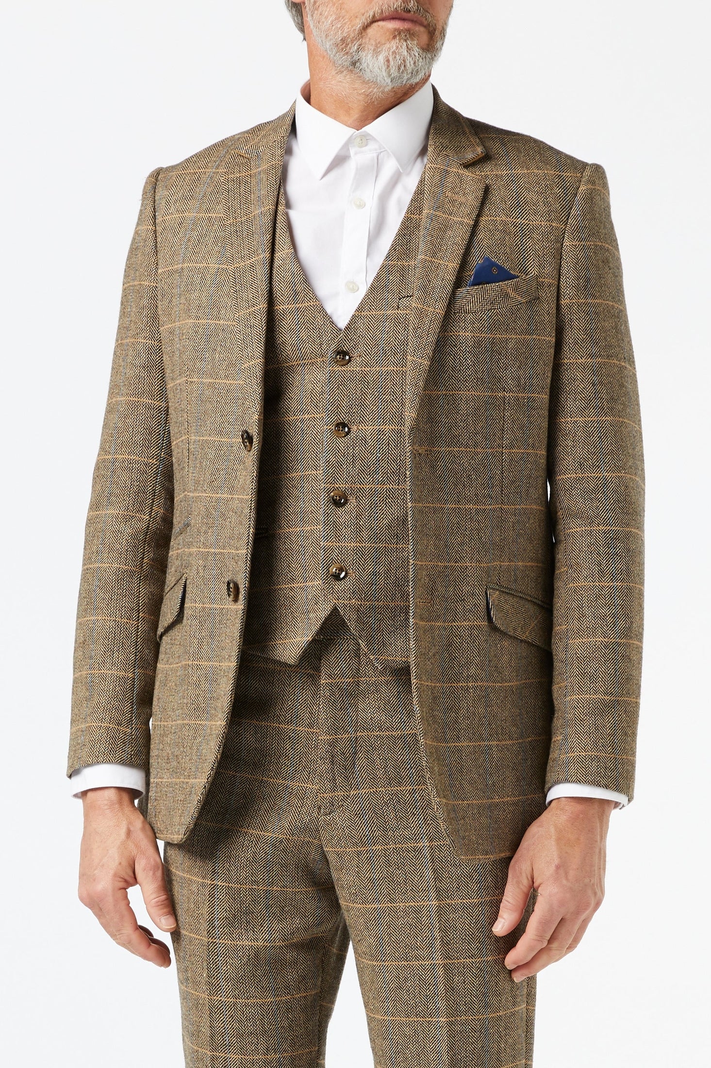 TWEED CHECK HERRINGBONE TAN JACKET