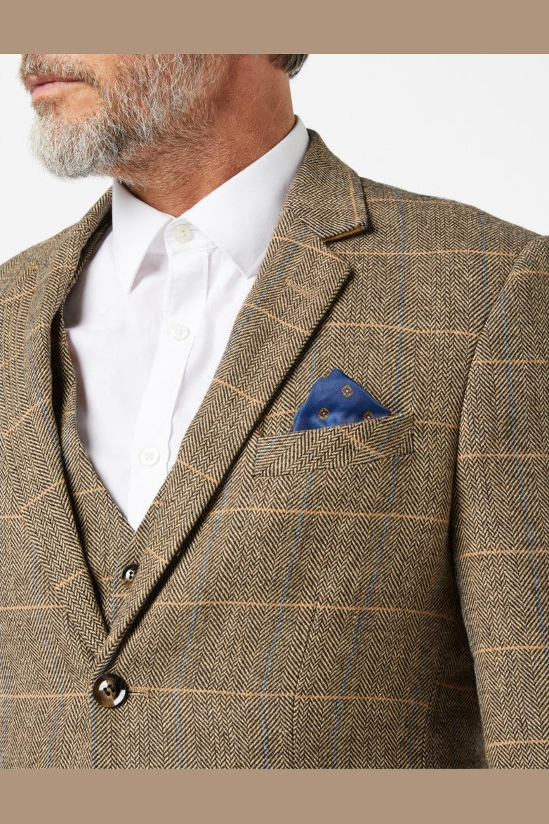 Herringbone Checks 3 Piece Tweed Suit