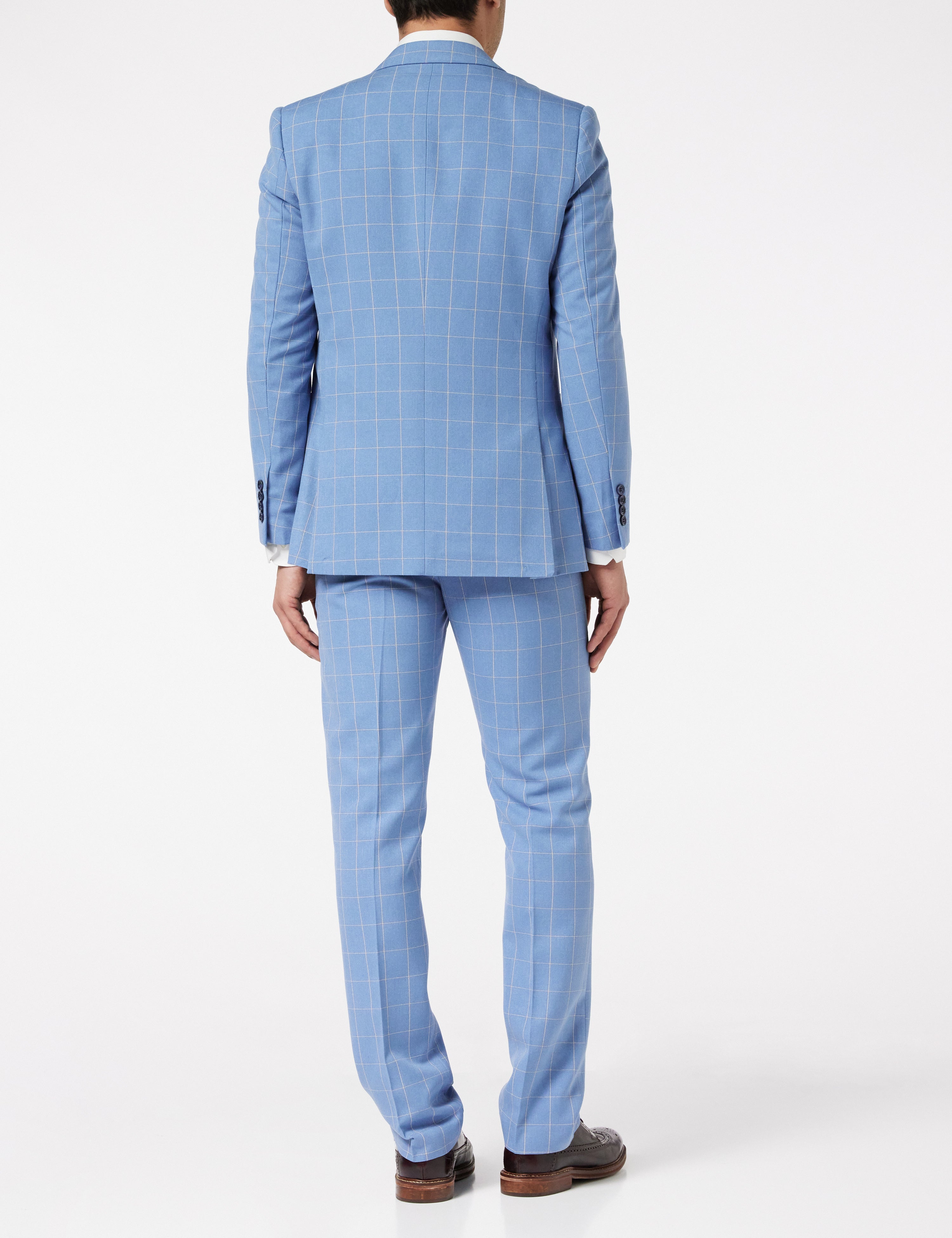 GABIN - SKY BLUE WINDOWPANE CHECK JACKET & WAISTCOAT