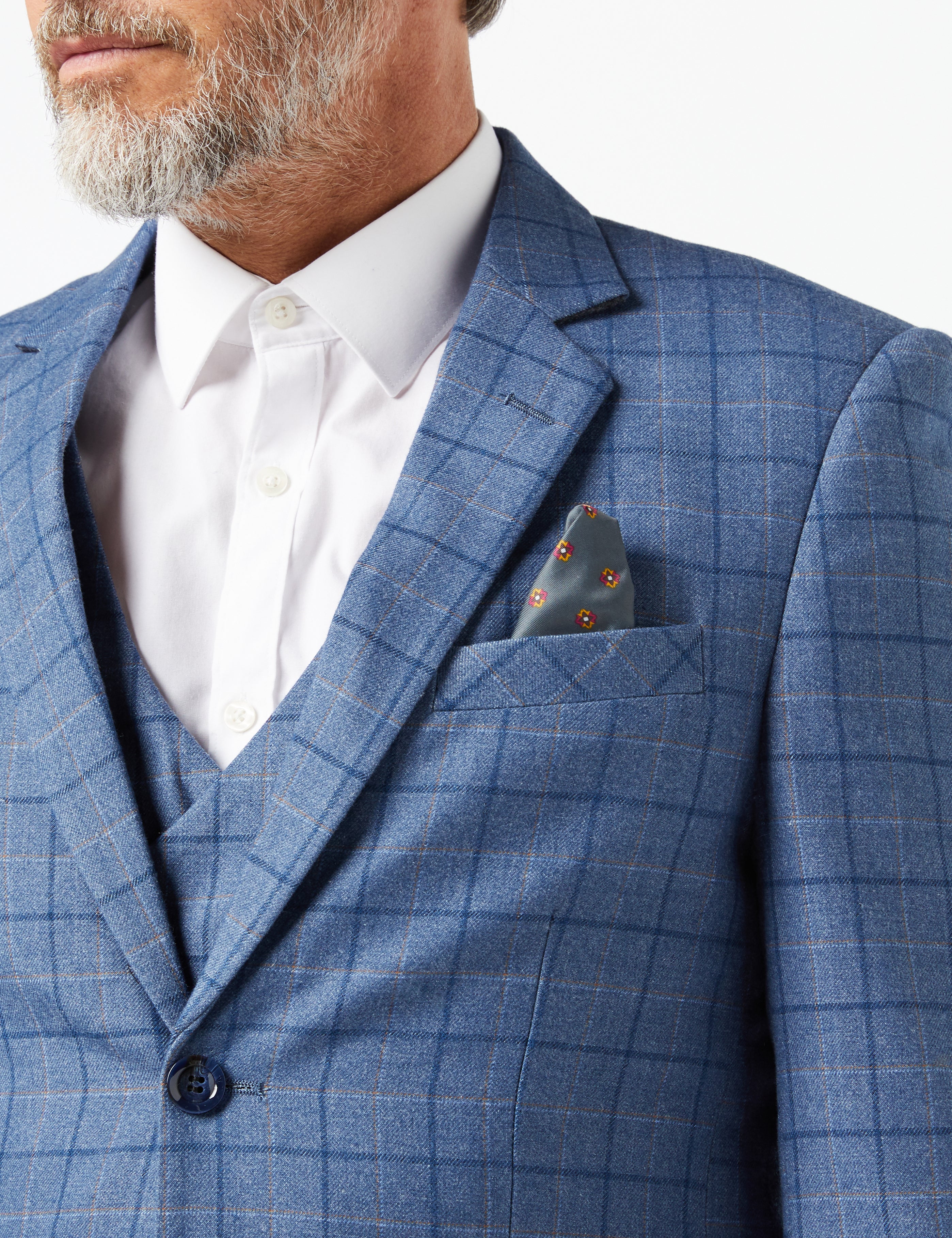 HECTOR - BLUE WINDOWPANE CHECK SUIT JACKET & WAISTCOAT