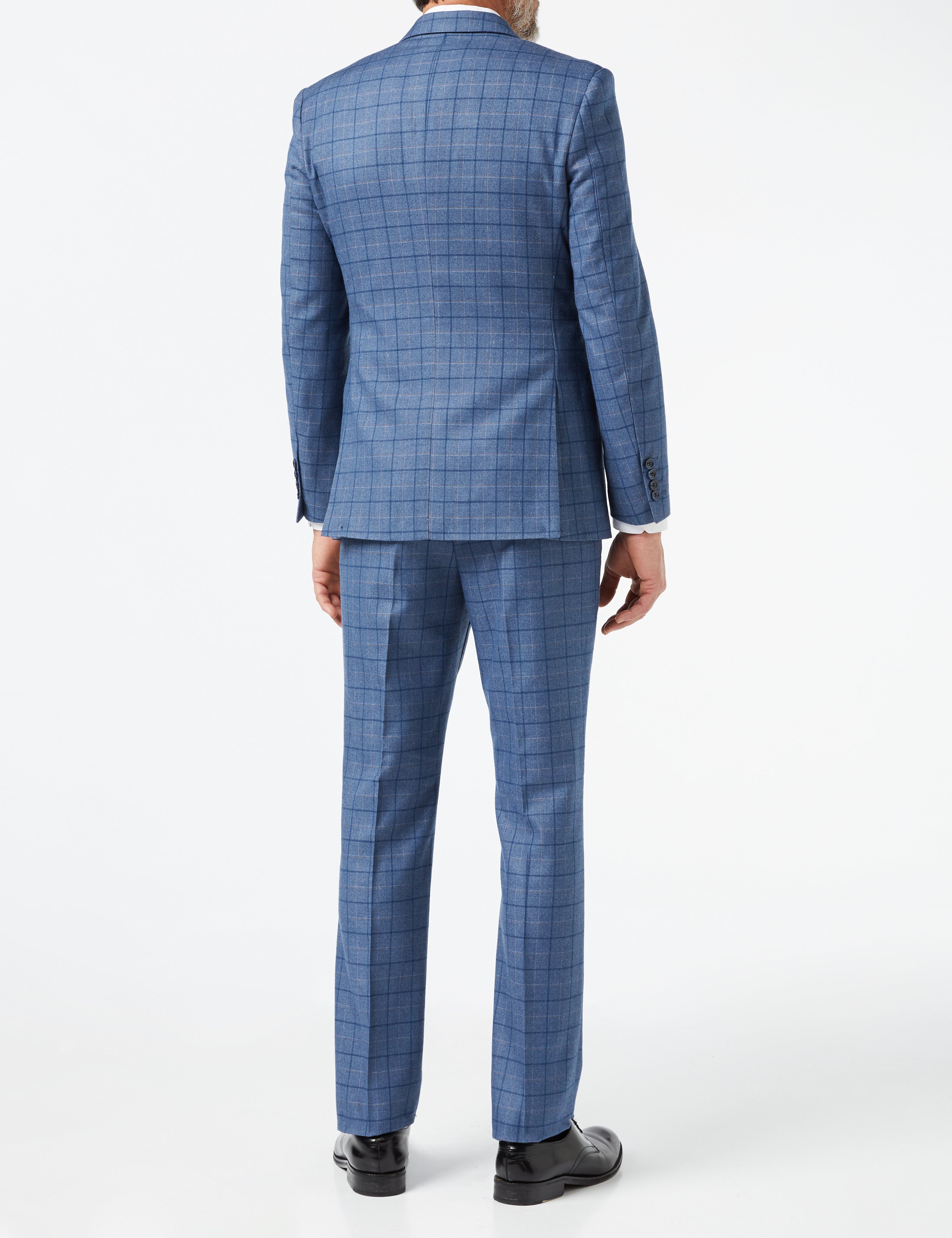 HECTOR - BLUE WINDOWPANE CHECK SUIT JACKET & WAISTCOAT