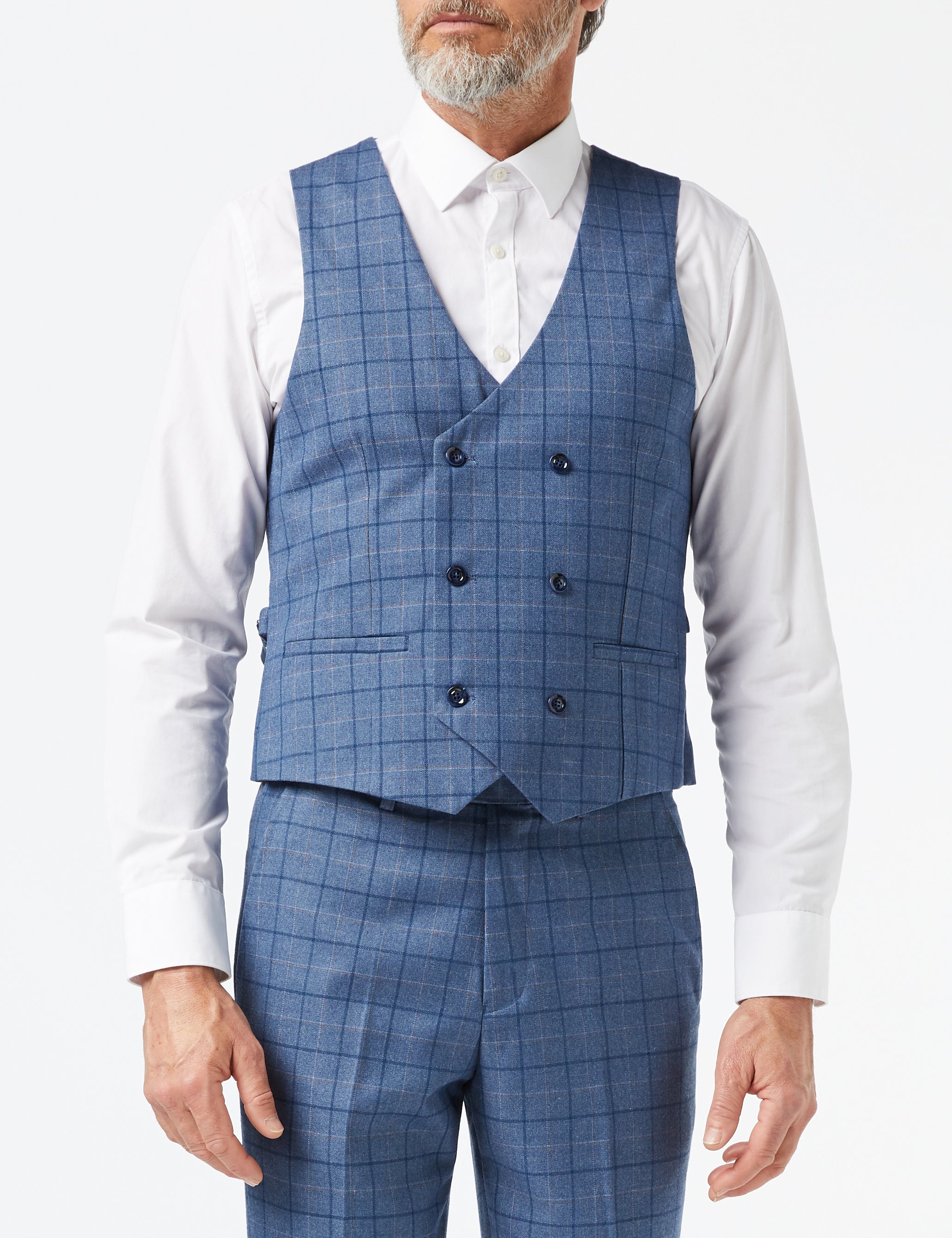 HECTOR - BLUE WINDOWPANE CHECK SUIT JACKET & WAISTCOAT