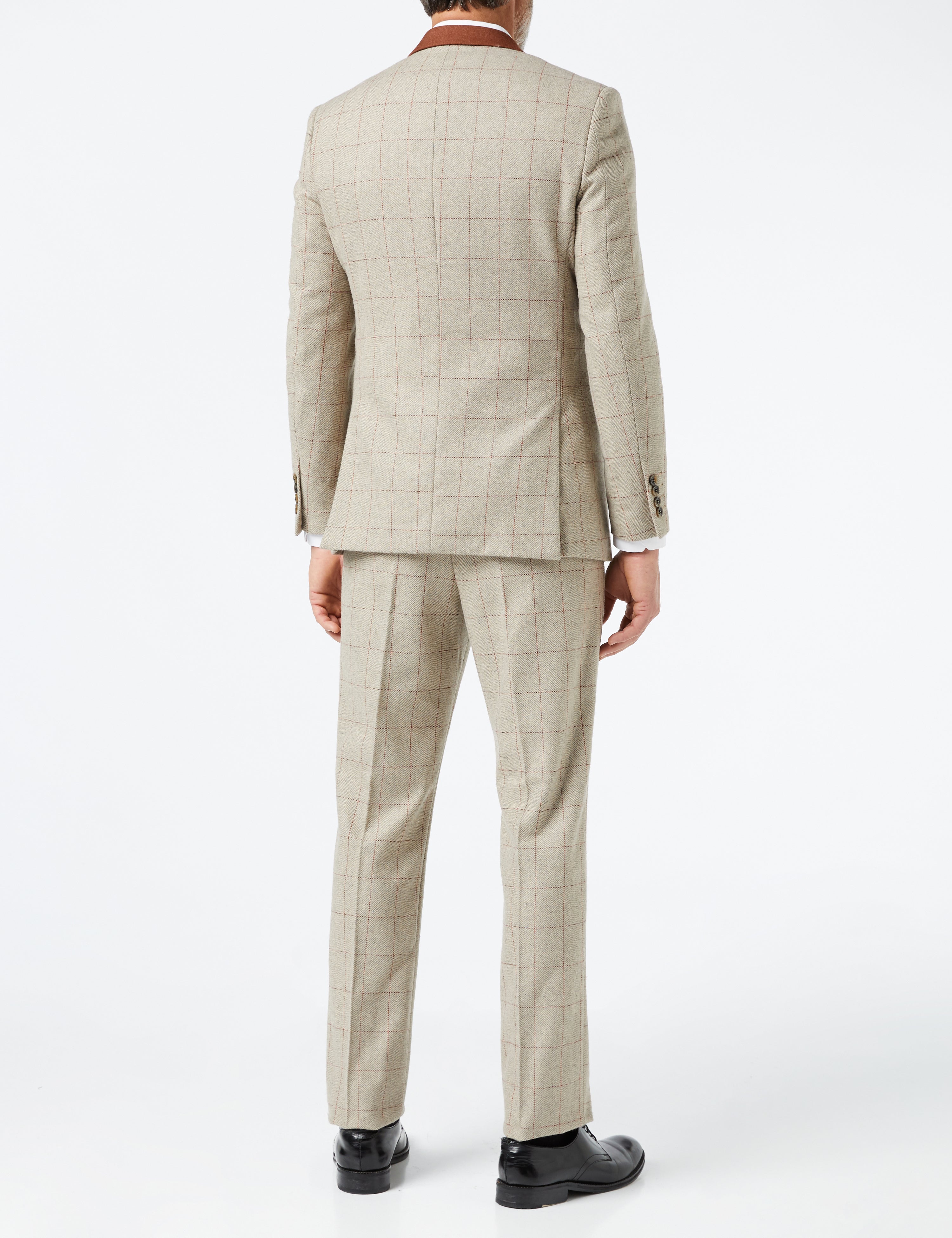 THEO - TWEED HERRINGBONE RED CHECK ON BEIGE JACKET & WAISTCOAT