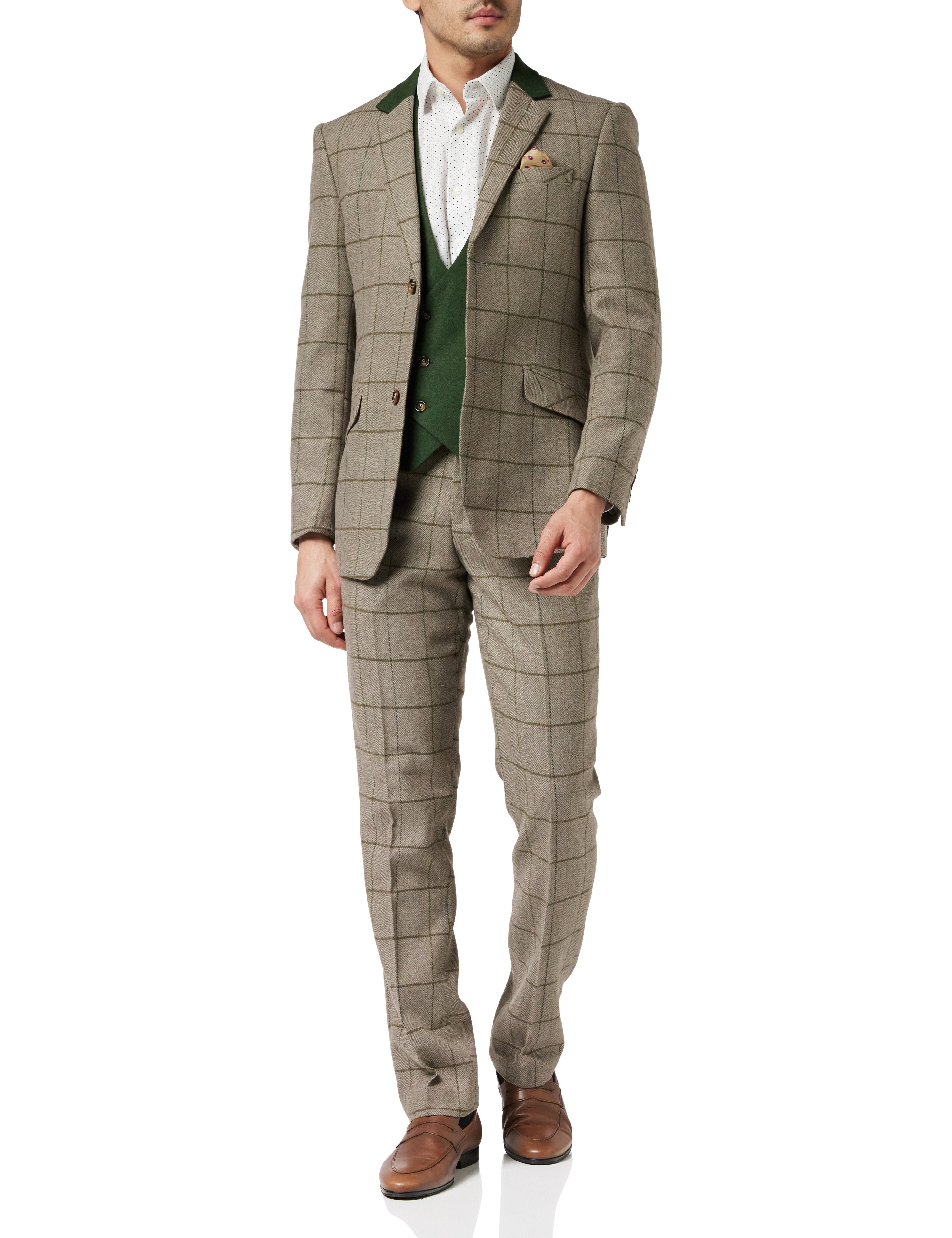 EVAN - GREY TWEED HERRINGBONE CHECK JACKET & WAISTCOAT