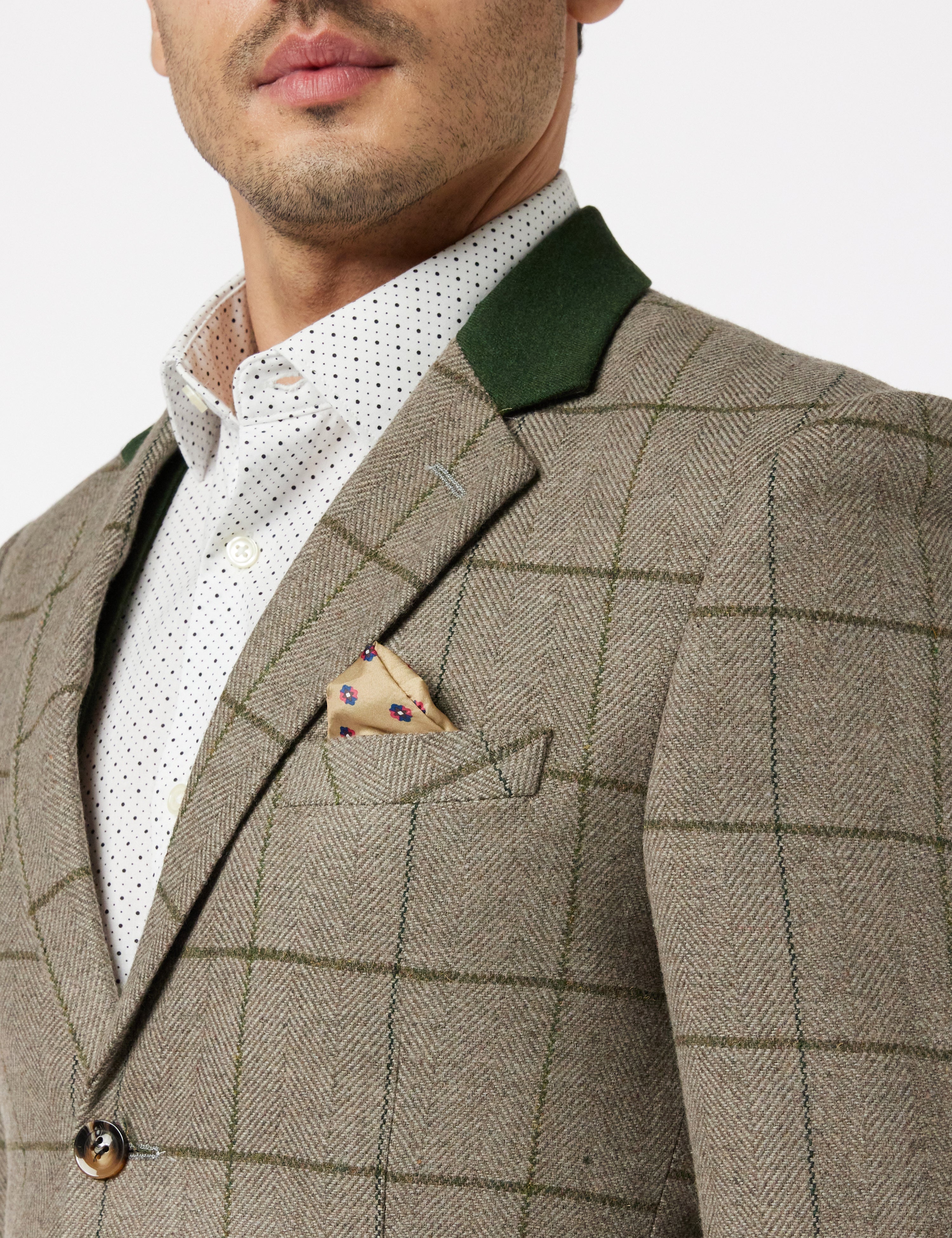 EVAN - GREY TWEED HERRINGBONE CHECK JACKET & WAISTCOAT
