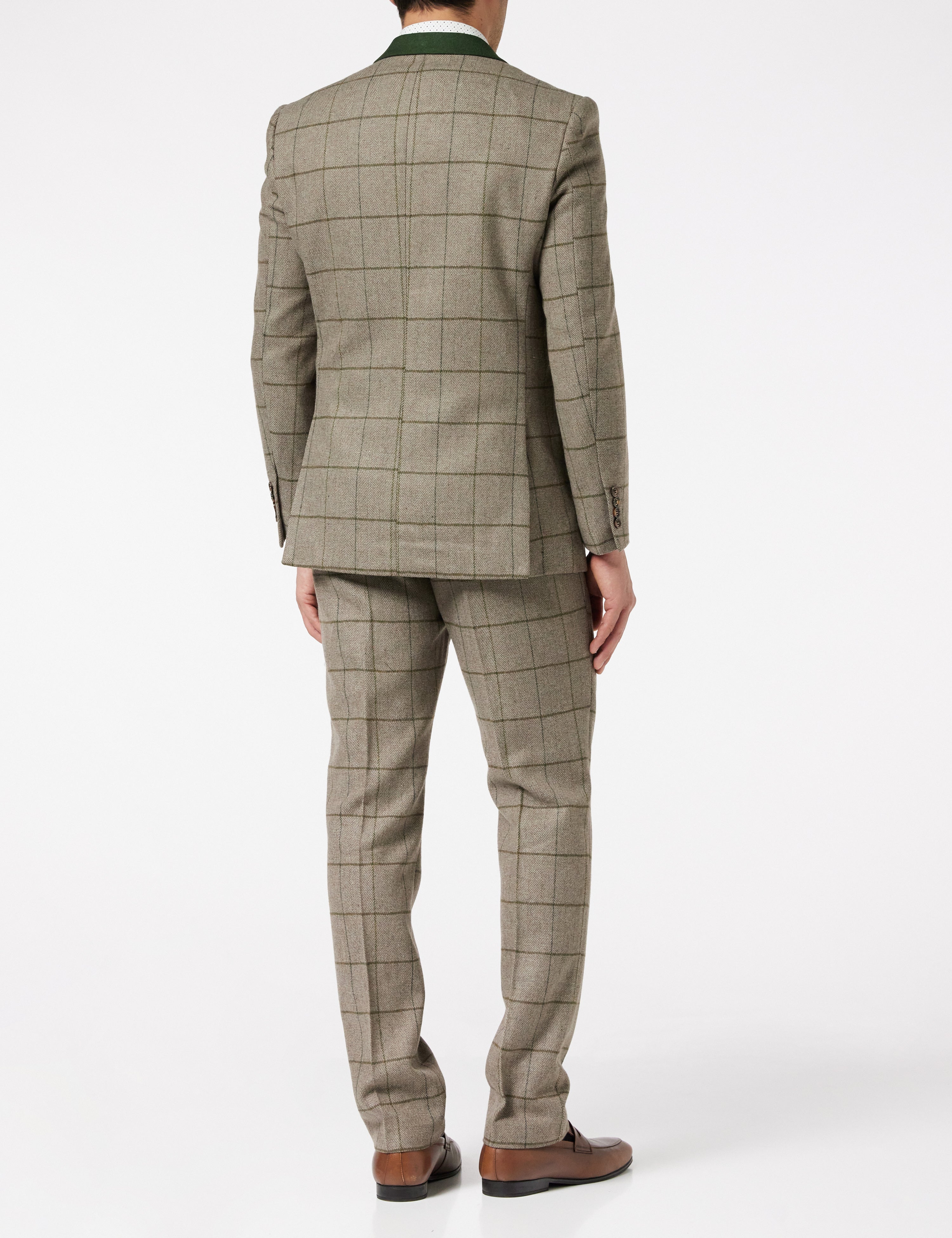 EVAN - GREY TWEED HERRINGBONE CHECK SUIT JACKET & WAISTCOAT