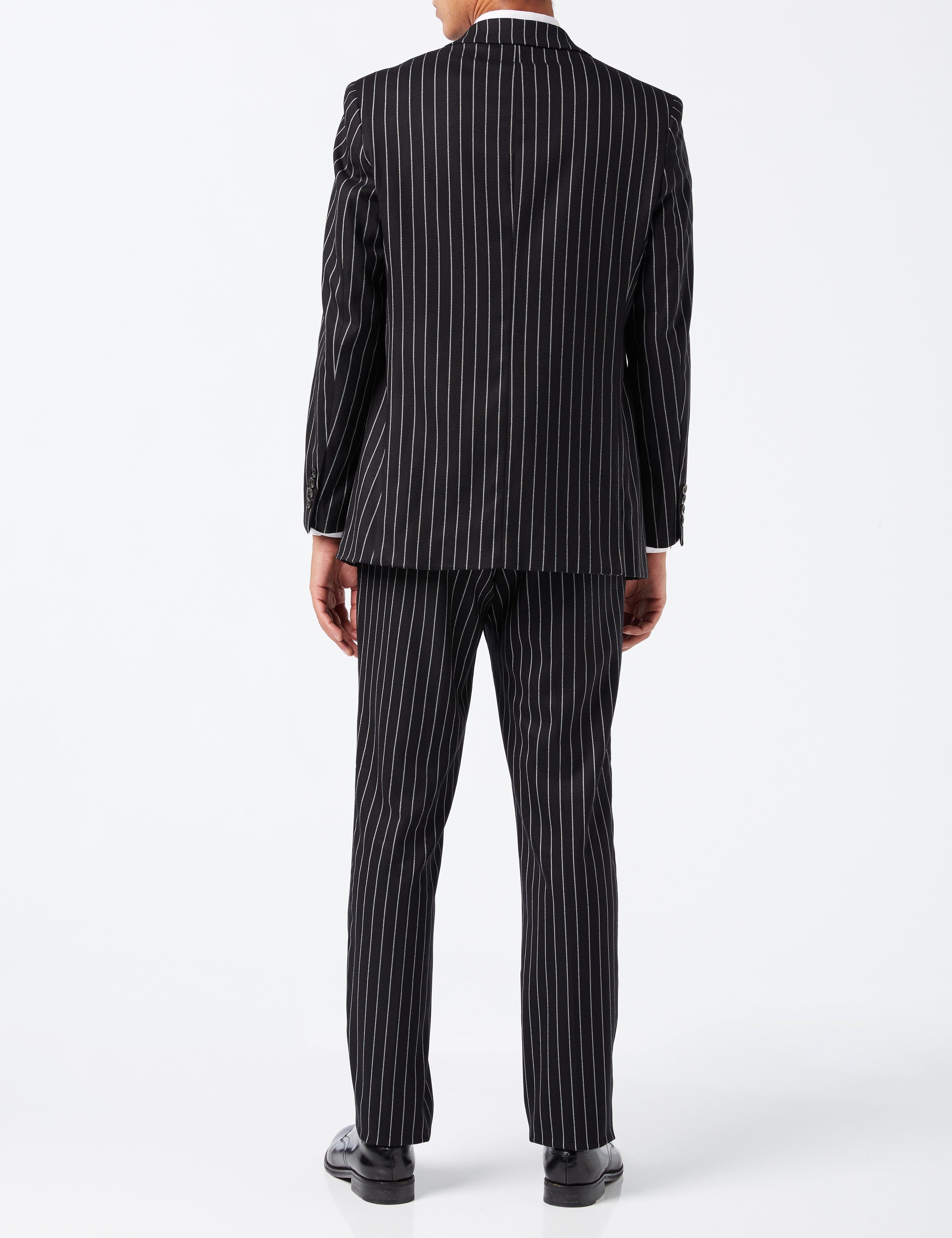Black Single Breasted Pin Stripe Suit