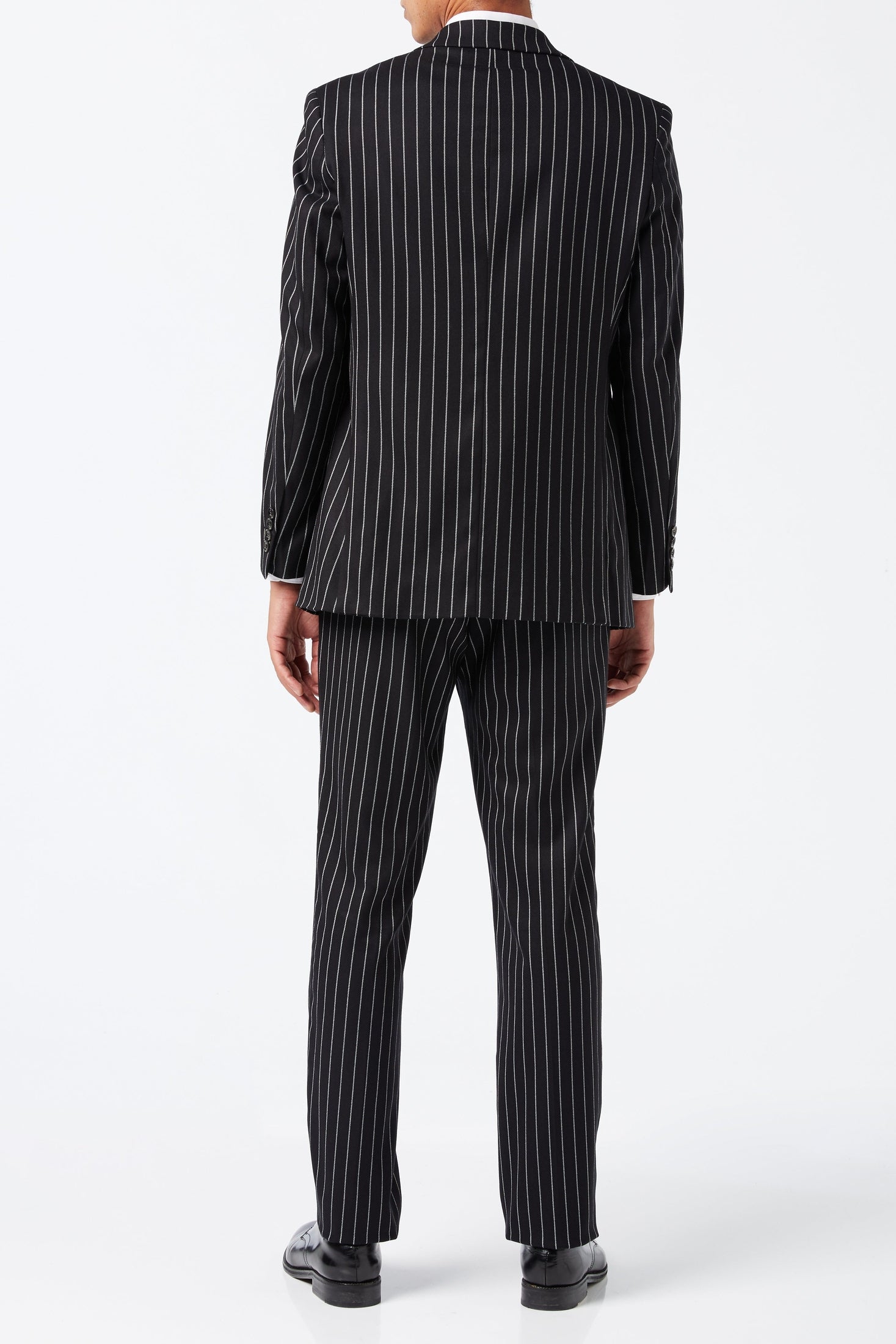 WHITE PIN STRIPE BLACK JACKET