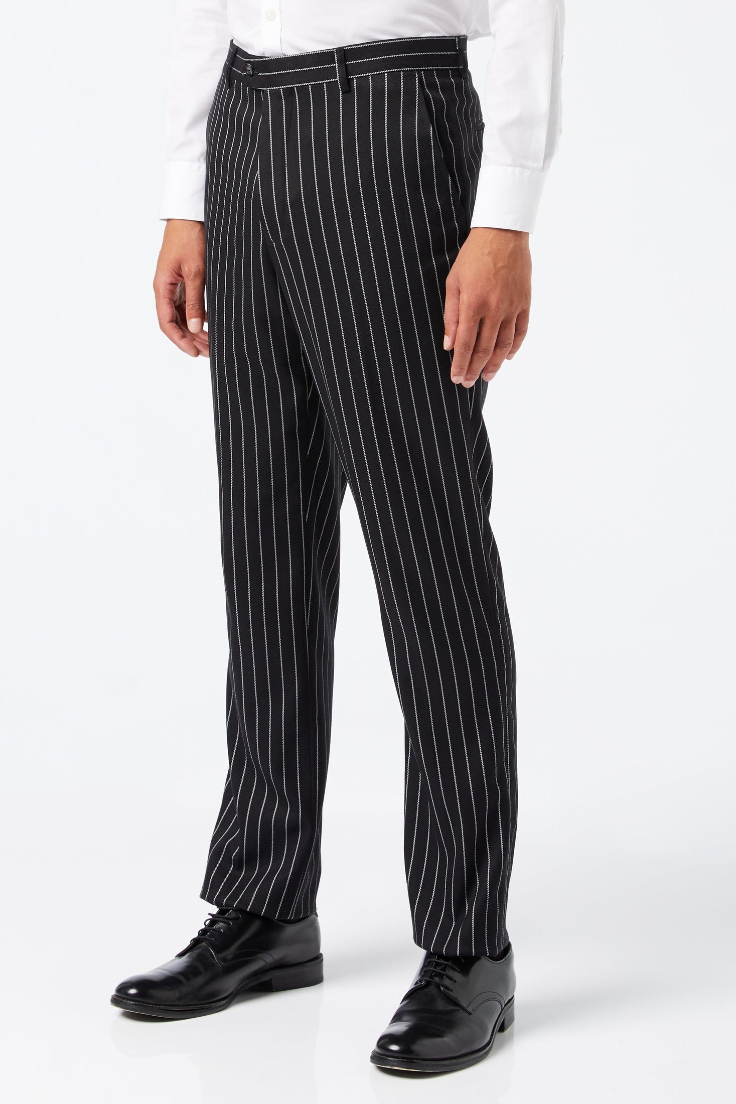 WHITE PIN STRIPE BLACK SUIT TROUSER