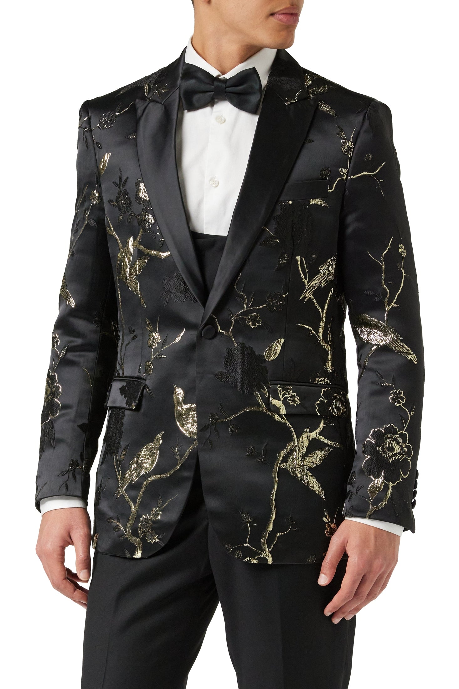 TUXEDO BLACK GOLD FLORAL BLAZER