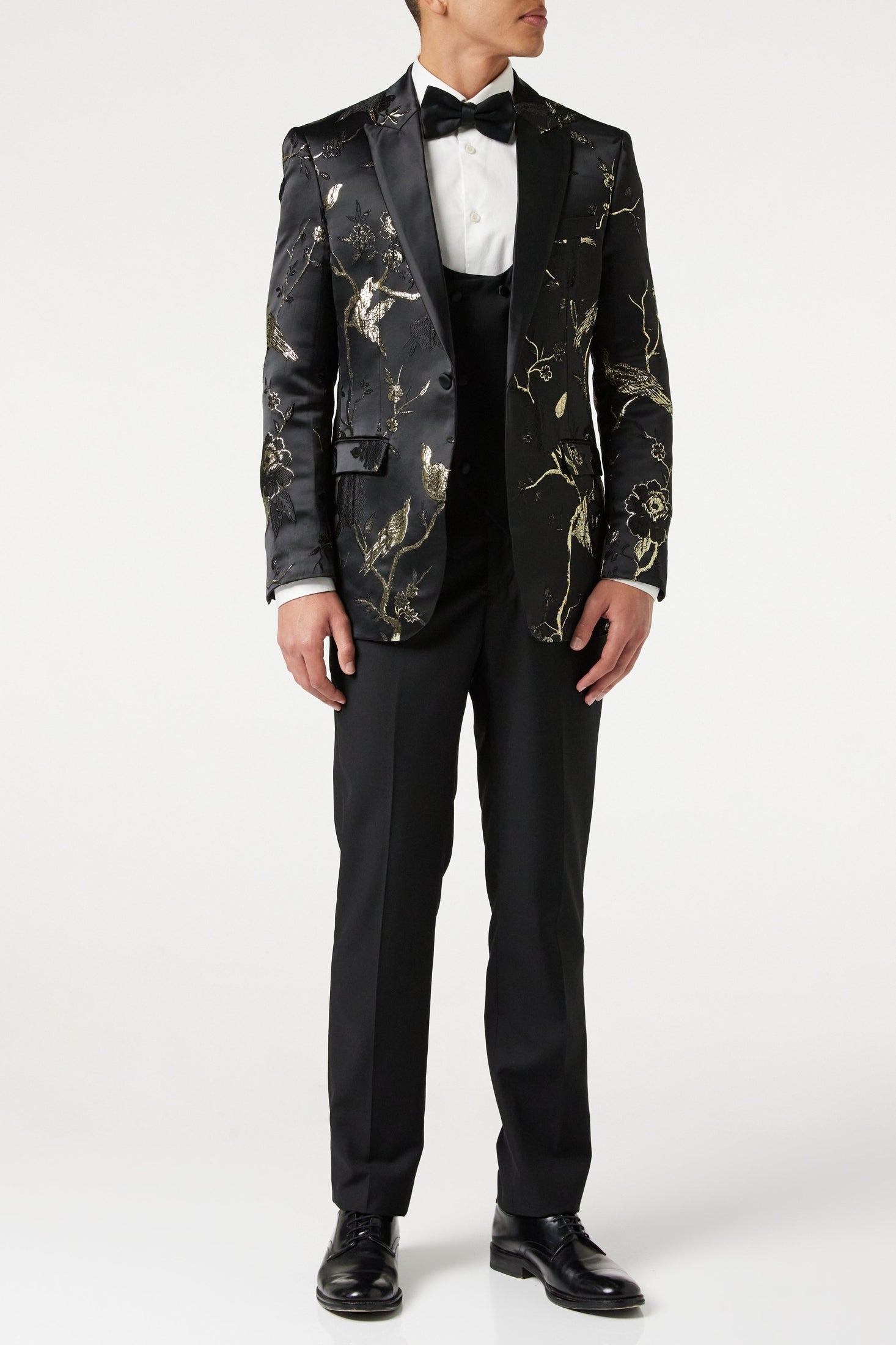 TUXEDO BLACK GOLD FLORAL BLAZER