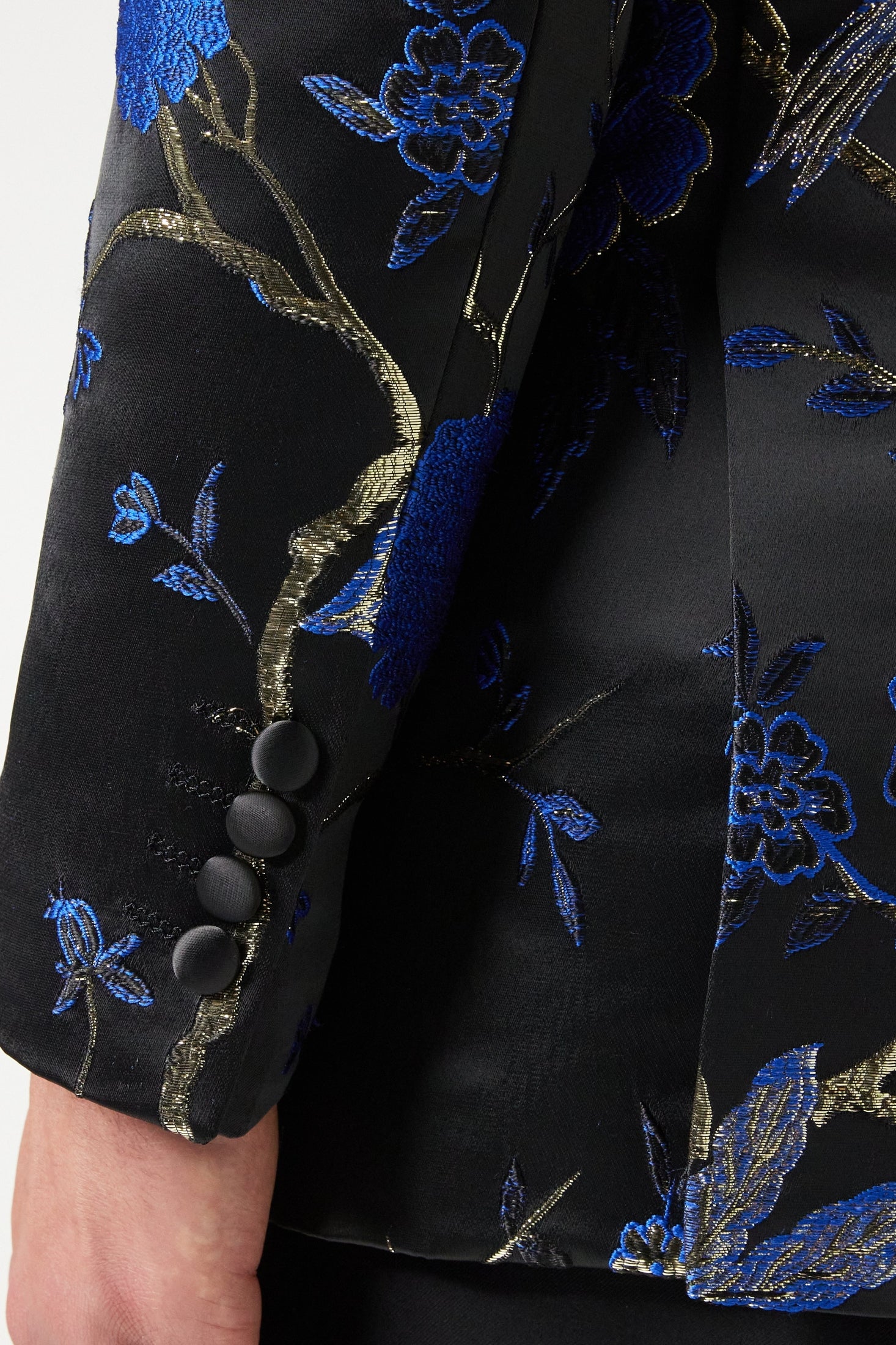 TUXEDO BLACK BLUE FLORAL BLAZER
