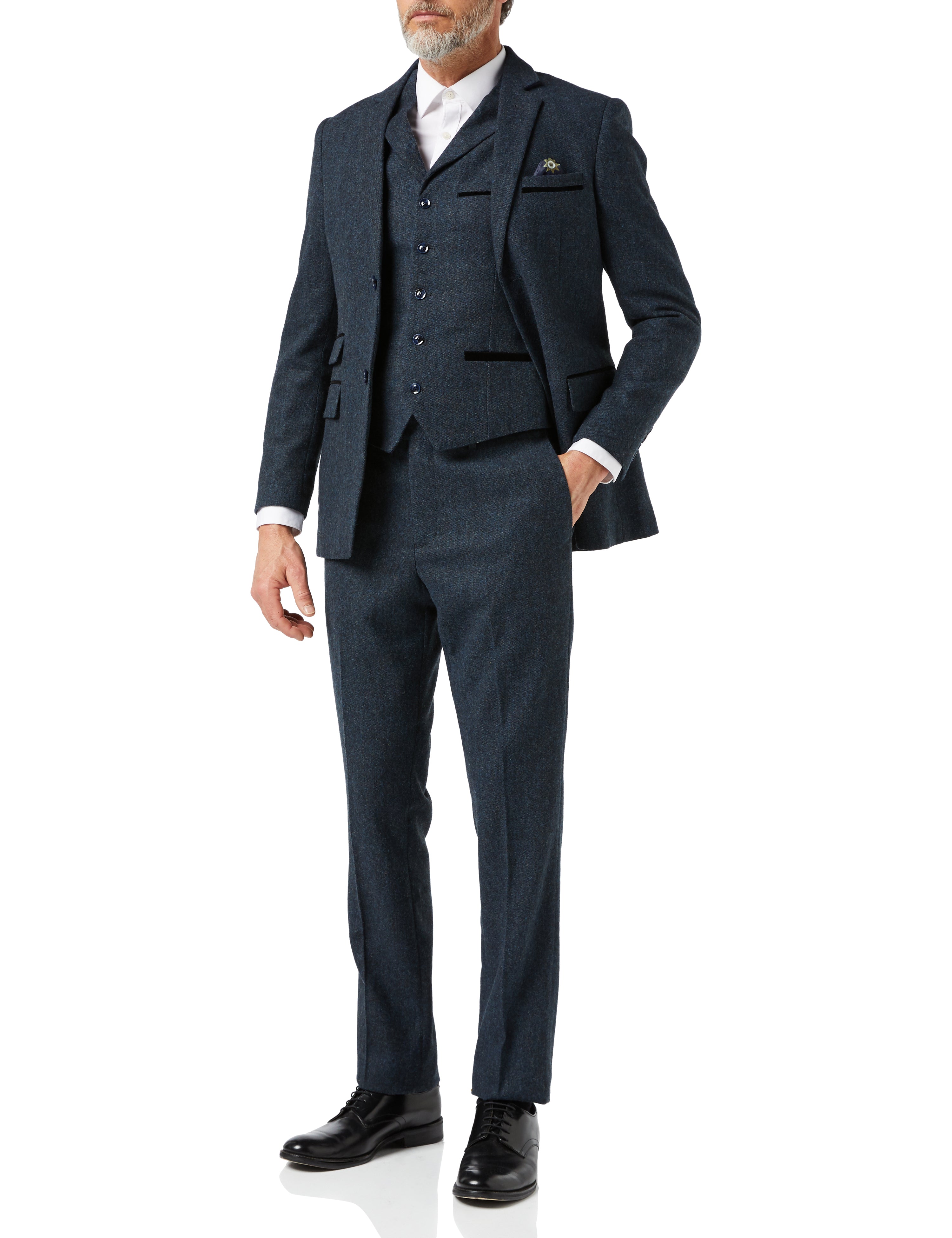 CALVIN - BLUE TWEED SUIT JACKET & WAISTCOAT