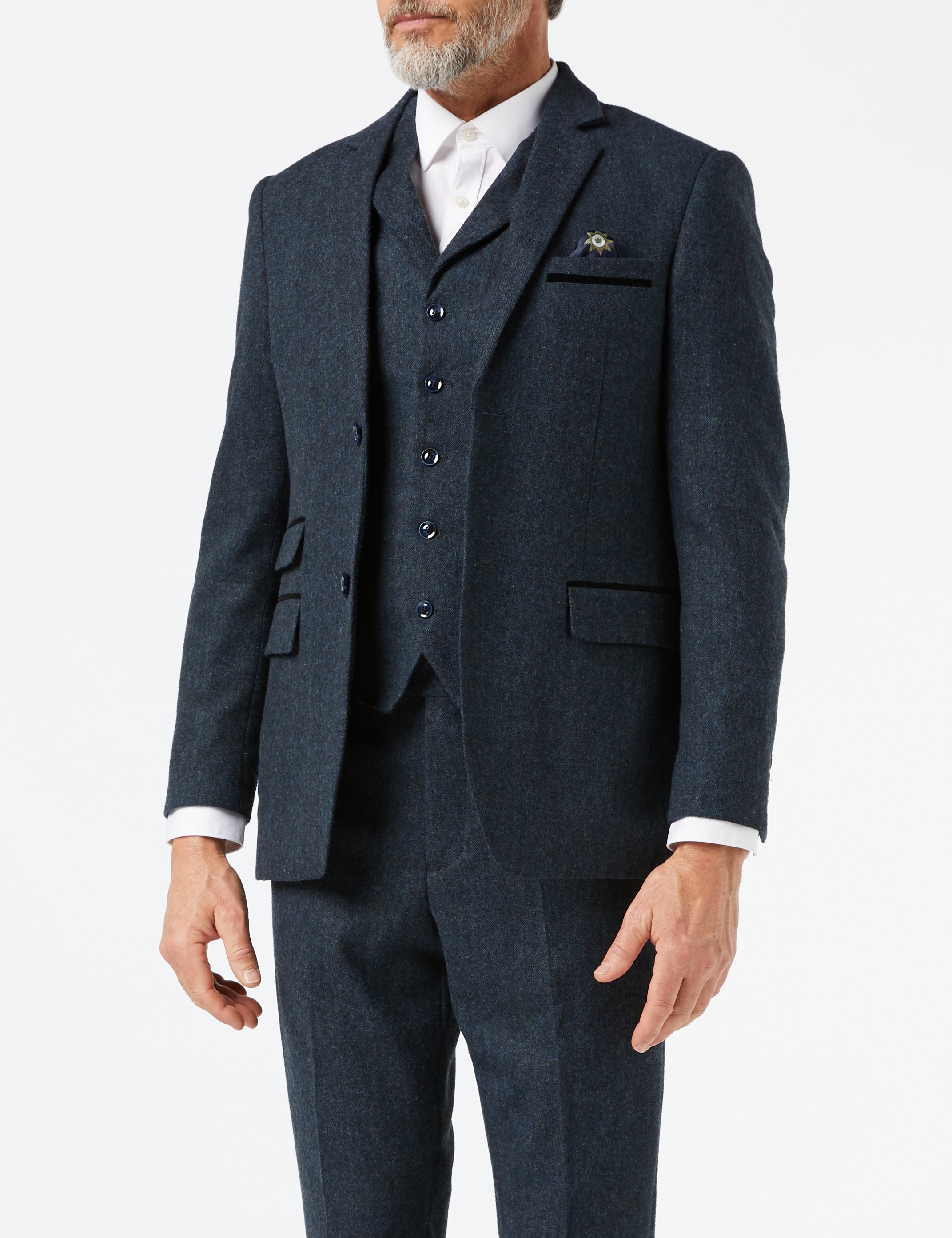 CALVIN - BLUE TWEED SUIT JACKET & WAISTCOAT