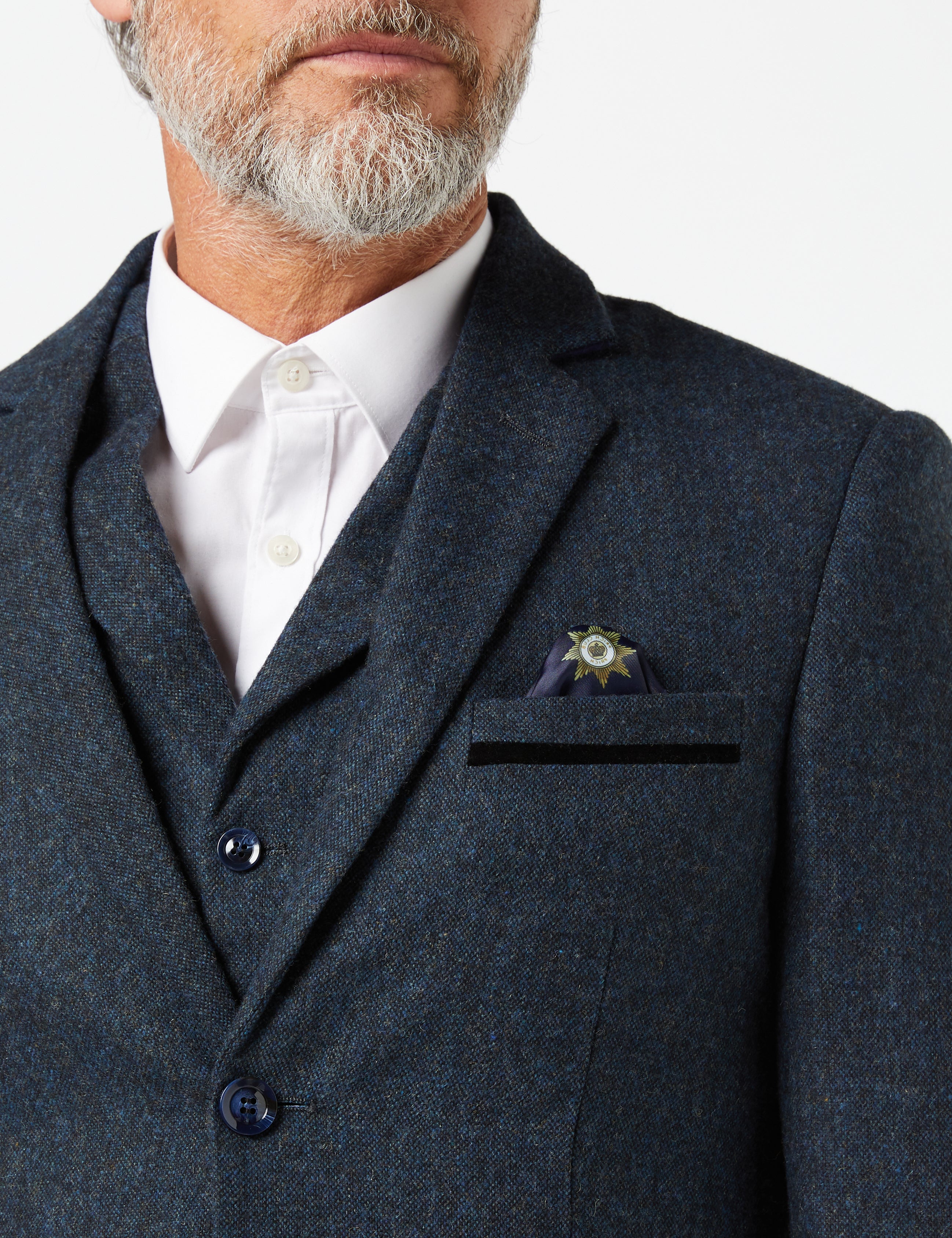 CALVIN - BLUE TWEED SUIT JACKET & WAISTCOAT