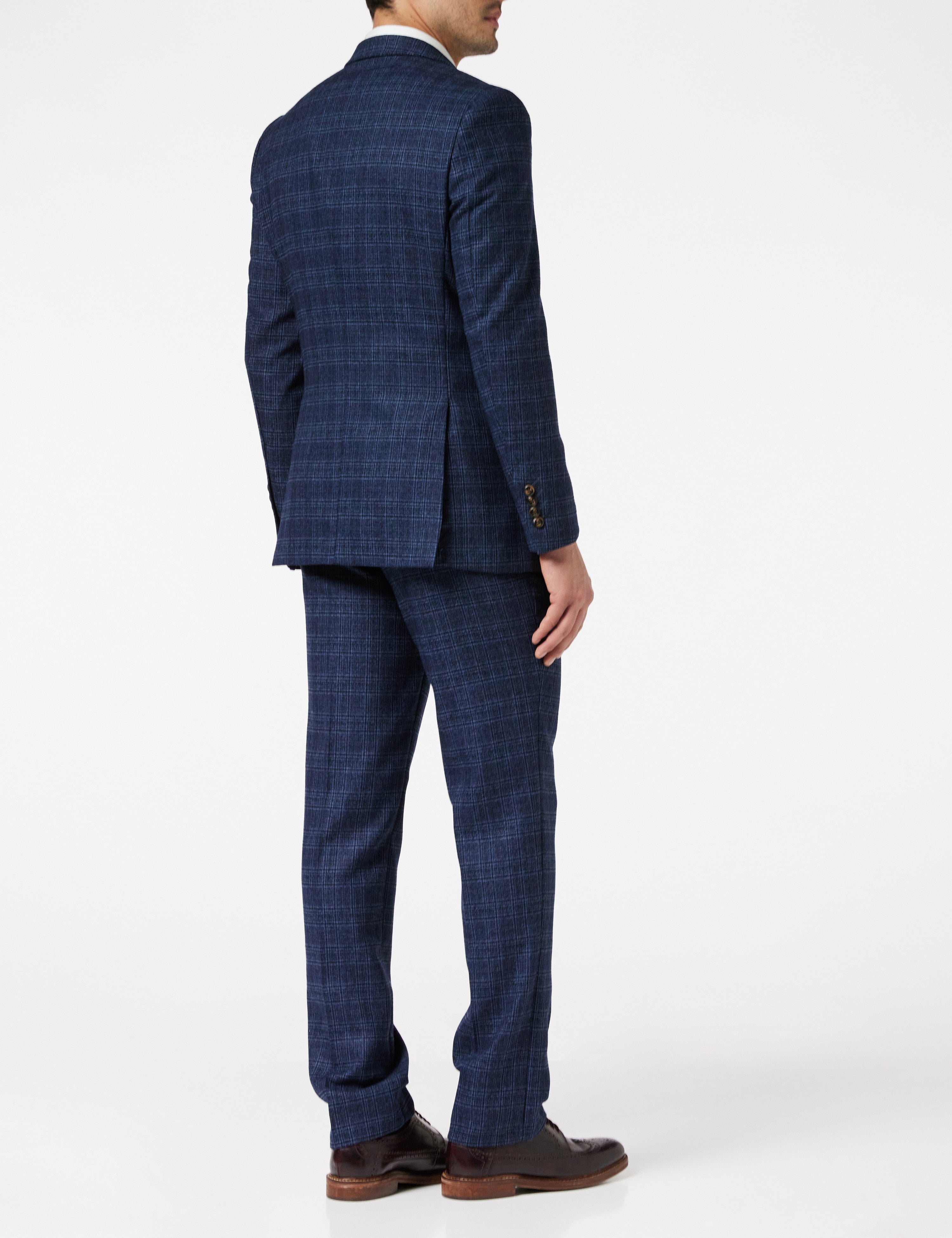 ABEL - VESTE ET GILET DE COSTUME À CARREAUX EN TWEED MARINE
